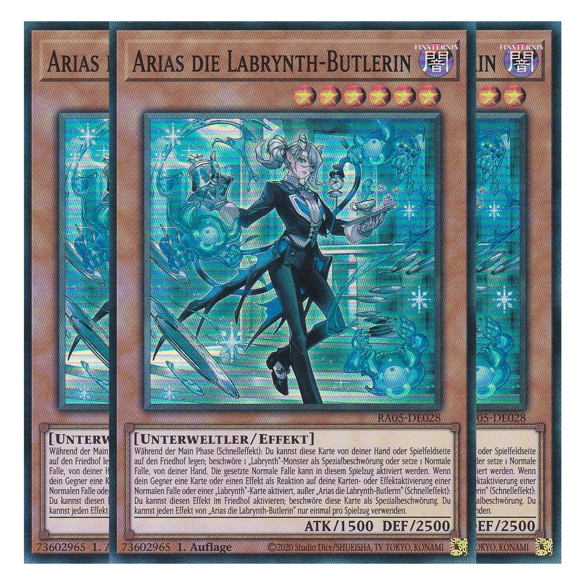 Arias die Labrynth-Butlerin - RA05-DE028 - Super Rare - Deutsch - Rarity Collection 5 - Yugioh - Playset (3 Kopien)