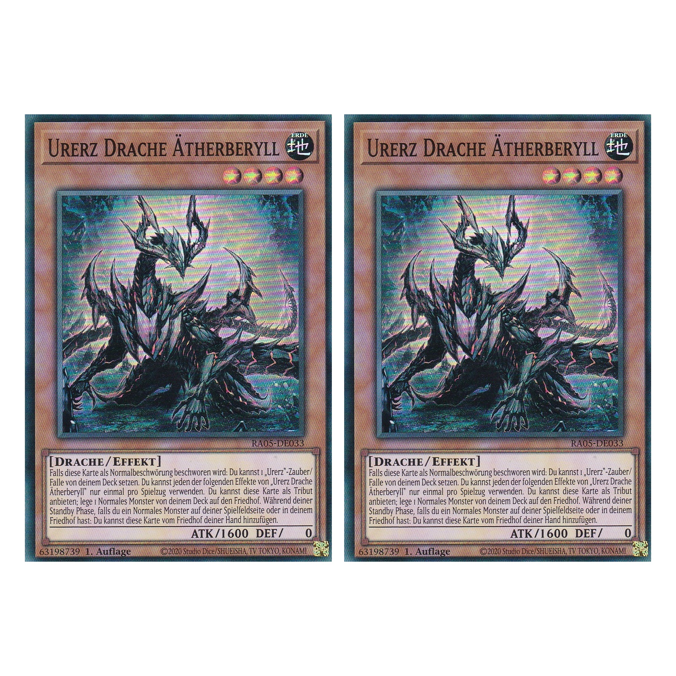 Urerz Drache Ätherberyll - RA05-DE033 - Super Rare - Deutsch - Rarity Collection 5 - Yugioh - Duo Set (2 Stück)