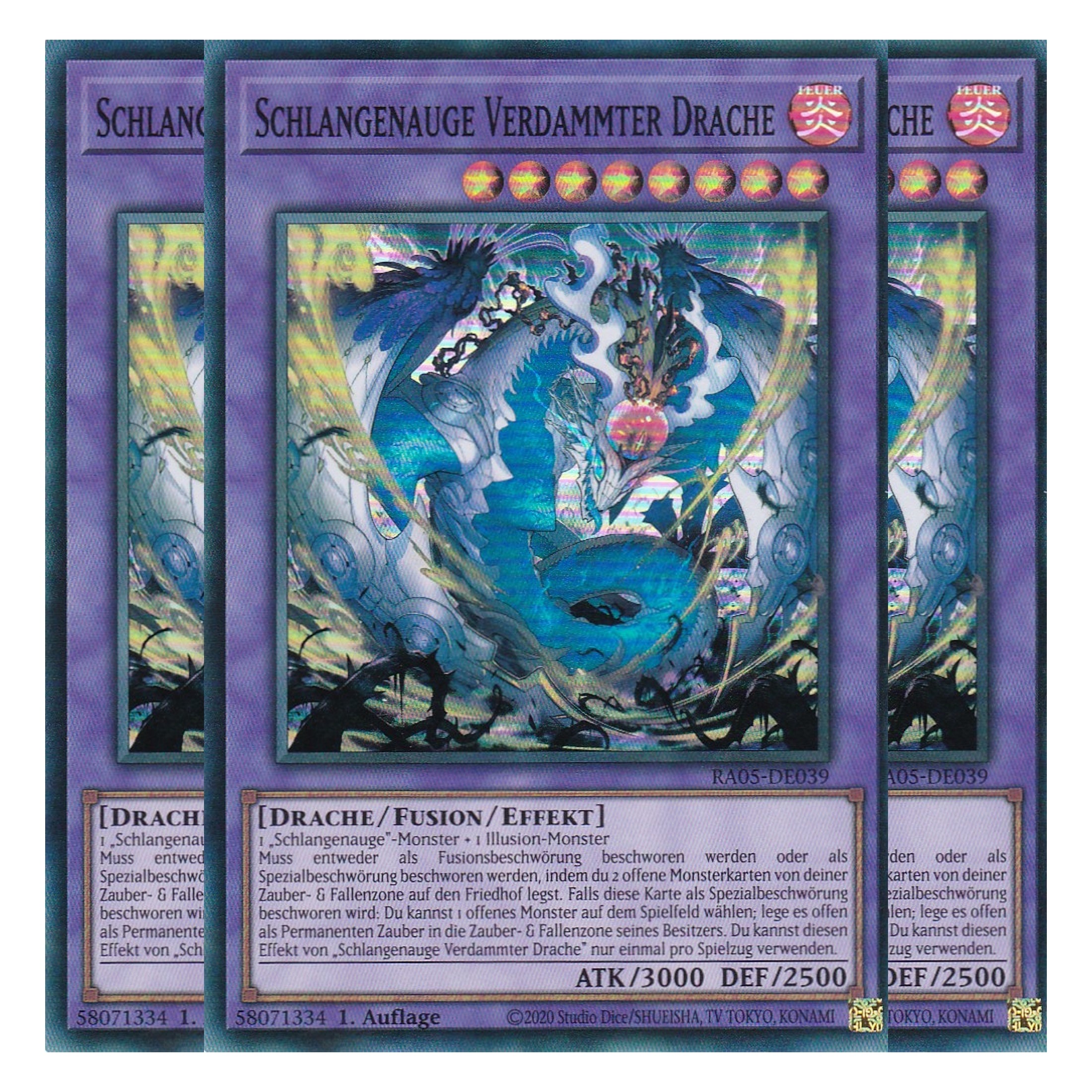 Schlangenauge Verdammter Drache - RA05-DE039 - Super Rare - Deutsch - Rarity Collection 5 - Yugioh - Playset (3 Kopien)