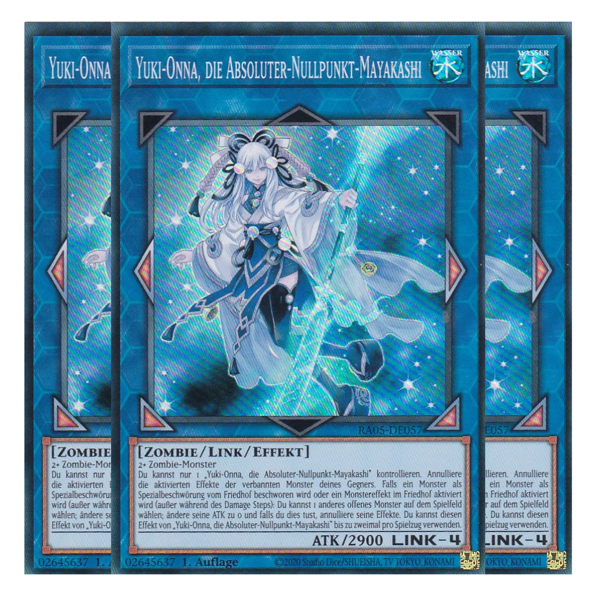 Yuki-Onna, die Absoluter-Nullpunkt-Mayakashi - RA05-DE057 - Super Rare - Deutsch - Rarity Collection 5 - Yugioh - Playset (3 Kopien)