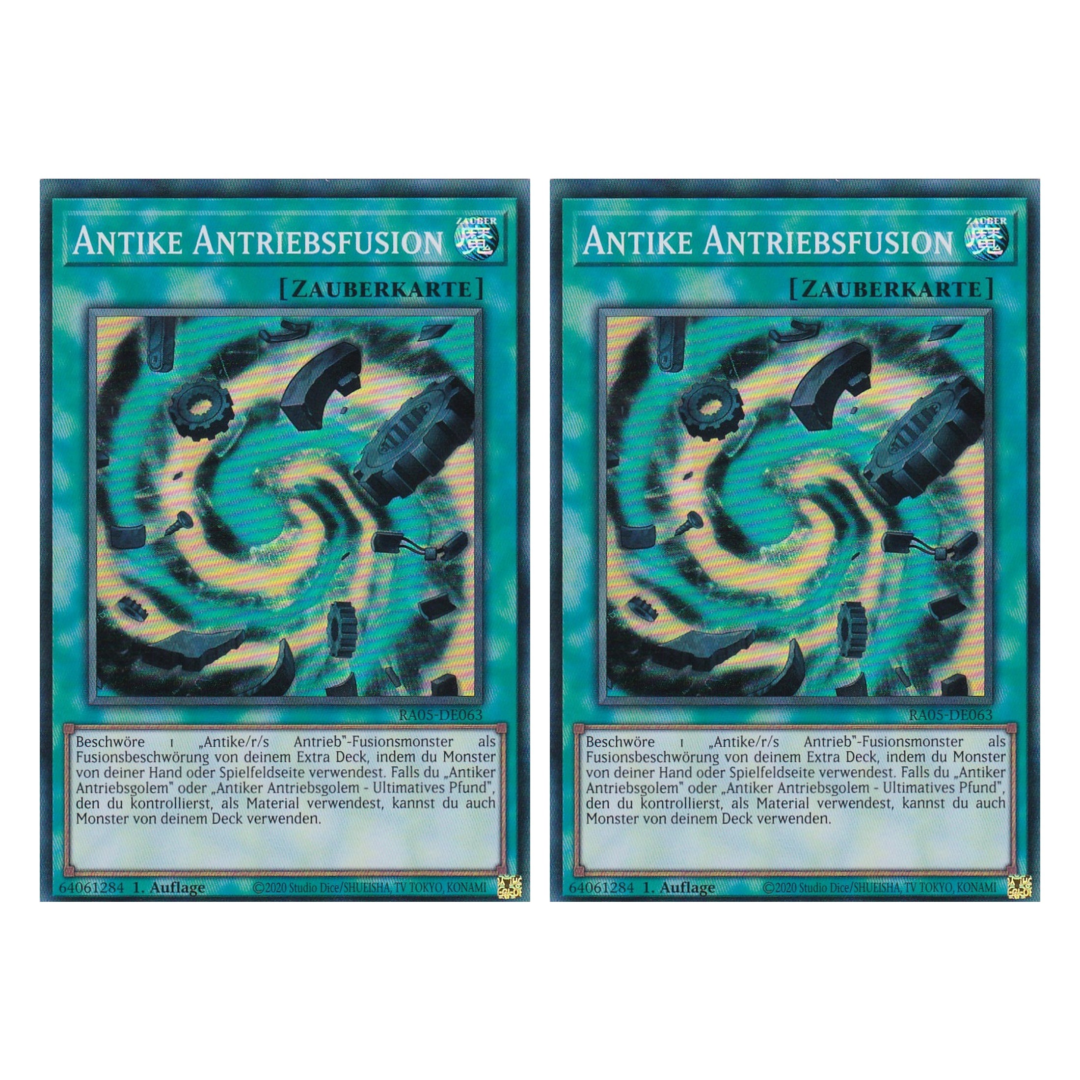 Antike Antriebsfusion - RA05-DE063 - Super Rare - Deutsch - Rarity Collection 5 - Yugioh - Duo Set (2 Stück)