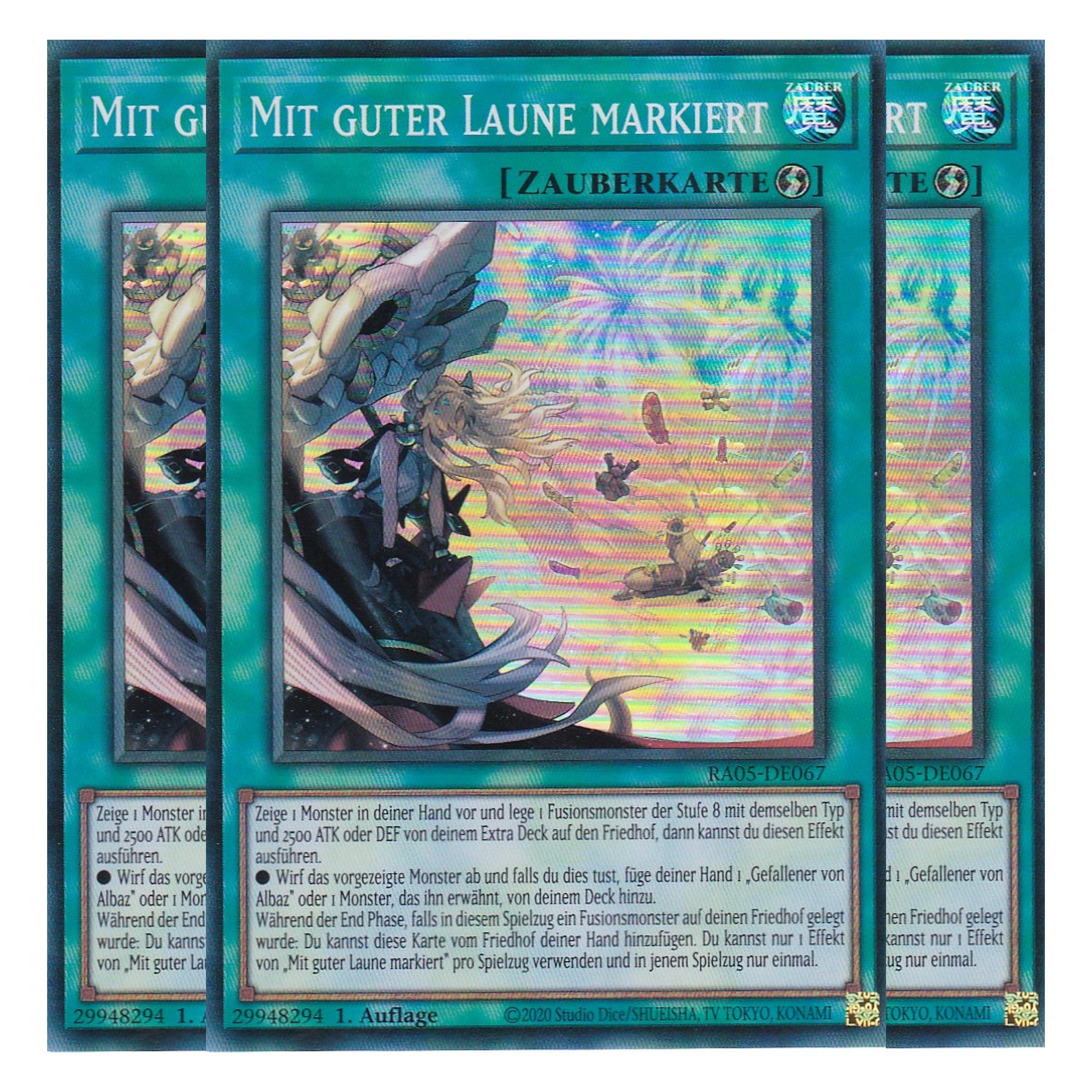 Mit guter Laune markiert - RA05-DE067 - Super Rare - Deutsch - Rarity Collection 5 - Yugioh - Playset (3 Kopien)