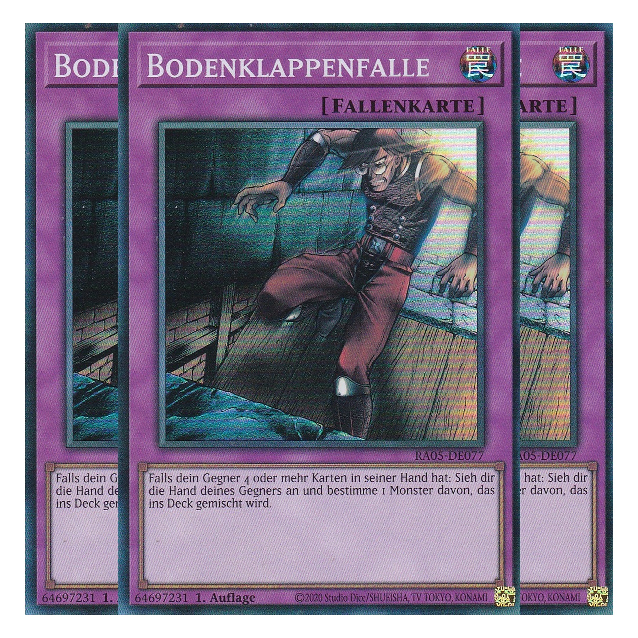 Bodenklappenfalle - RA05-DE077 - Super Rare - Deutsch - Rarity Collection 5 - Yugioh - Playset (3 Kopien)