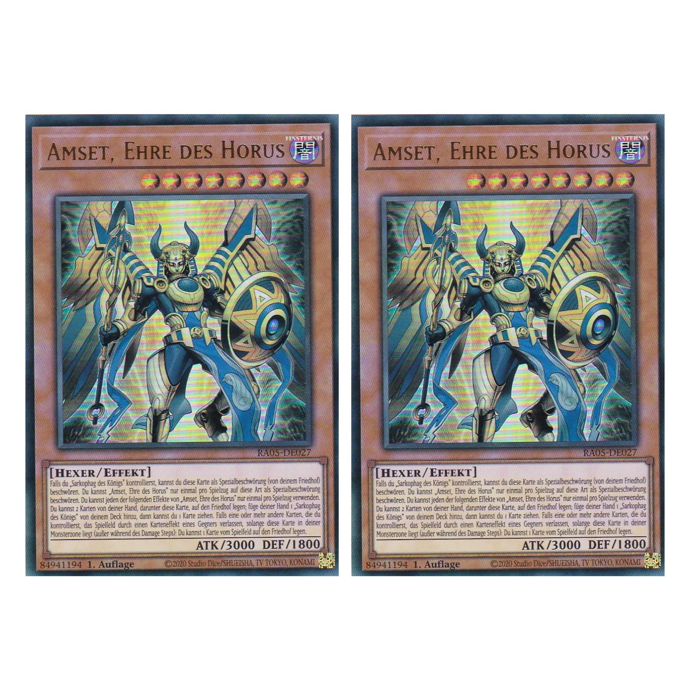Amset, Ehre des Horus - RA05-DE027 - Ultra Rare - Deutsch - Rarity Collection 5 - Yugioh - Duo Set (2 Stück)