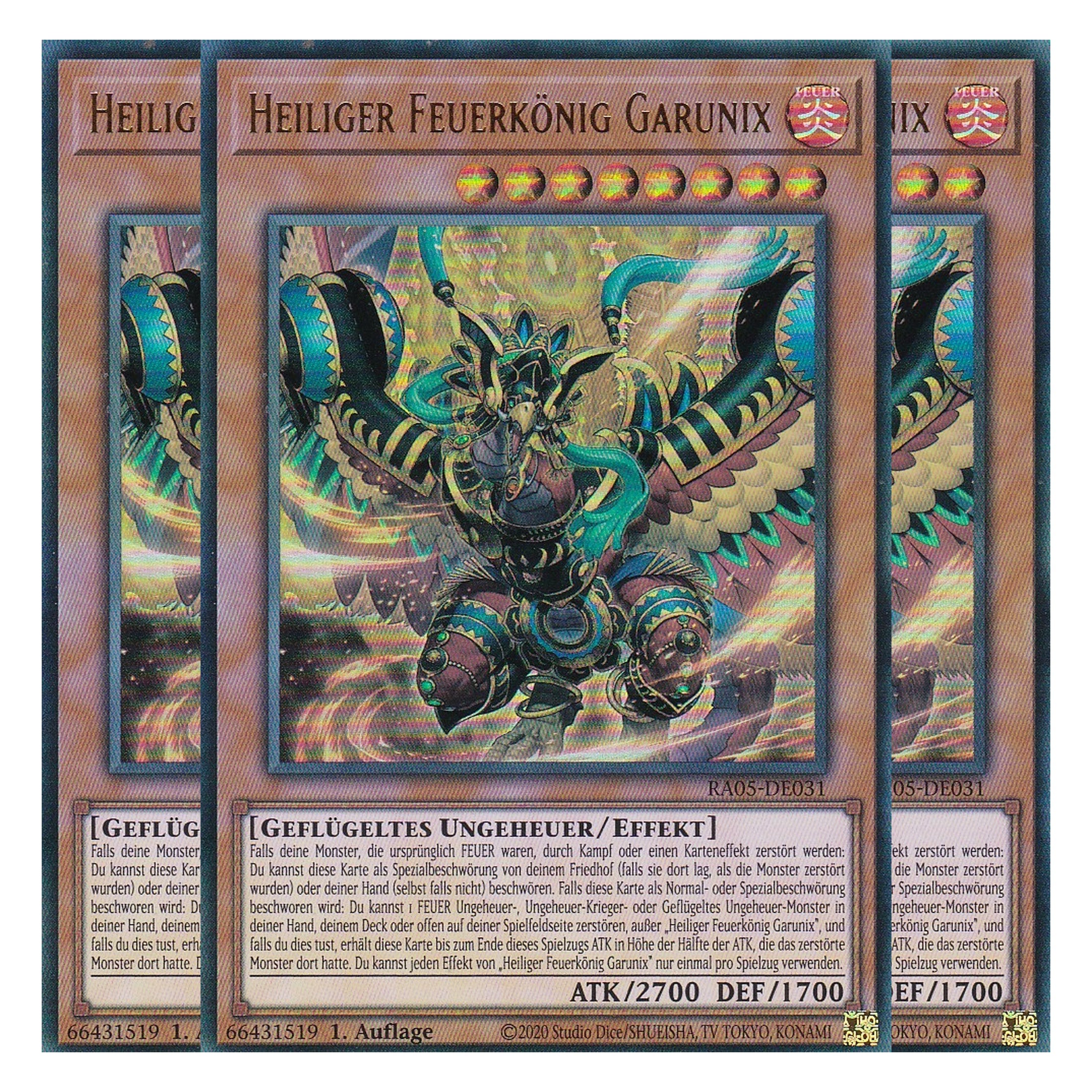 Heiliger Feuerkönig Garunix - RA05-DE031 - Ultra Rare - Deutsch - Rarity Collection 5 - Yugioh - Playset (3 Kopien)