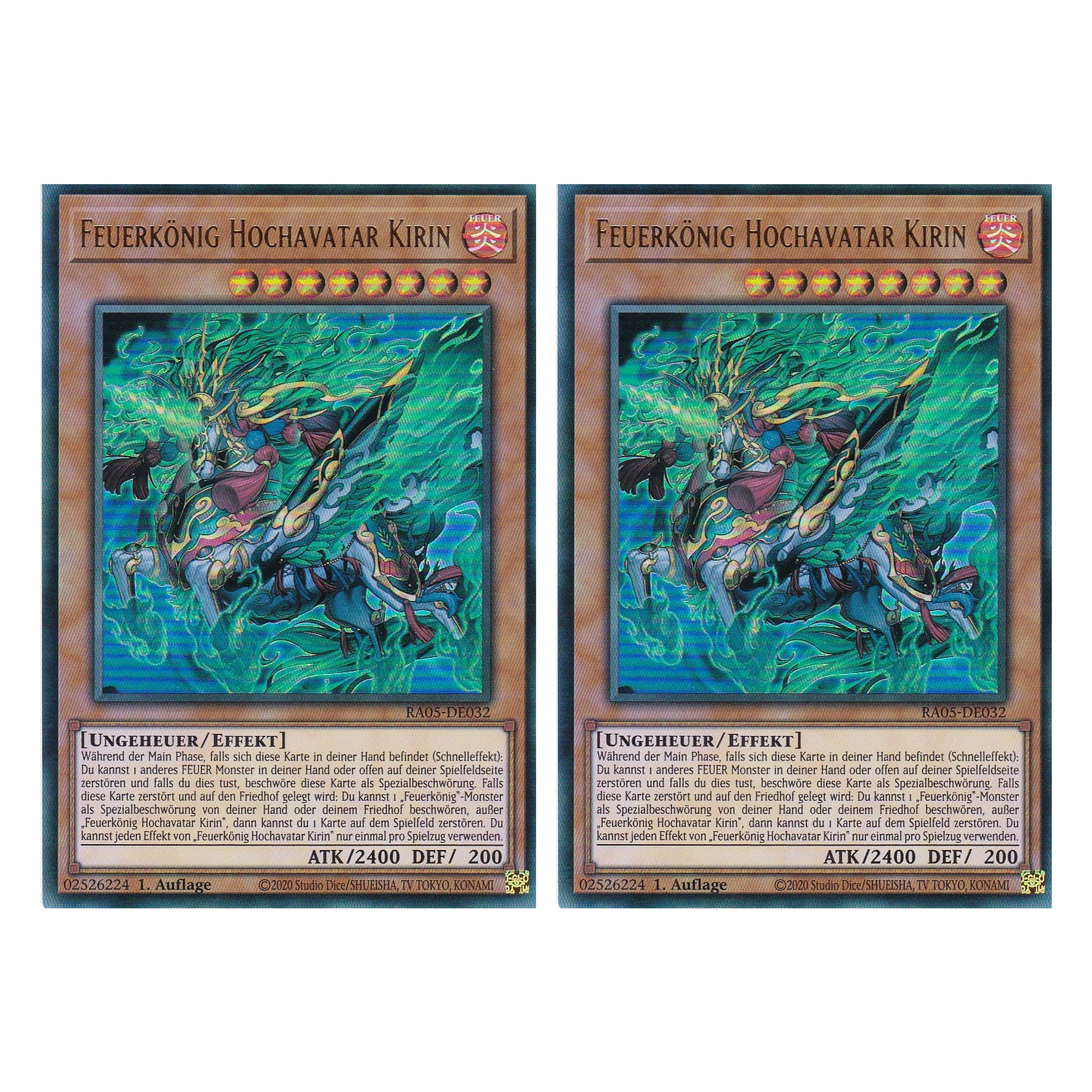Feuerkönig Hochavatar Kirin - RA05-DE032 - Ultra Rare - Deutsch - Rarity Collection 5 - Yugioh - Duo Set (2 Stück)