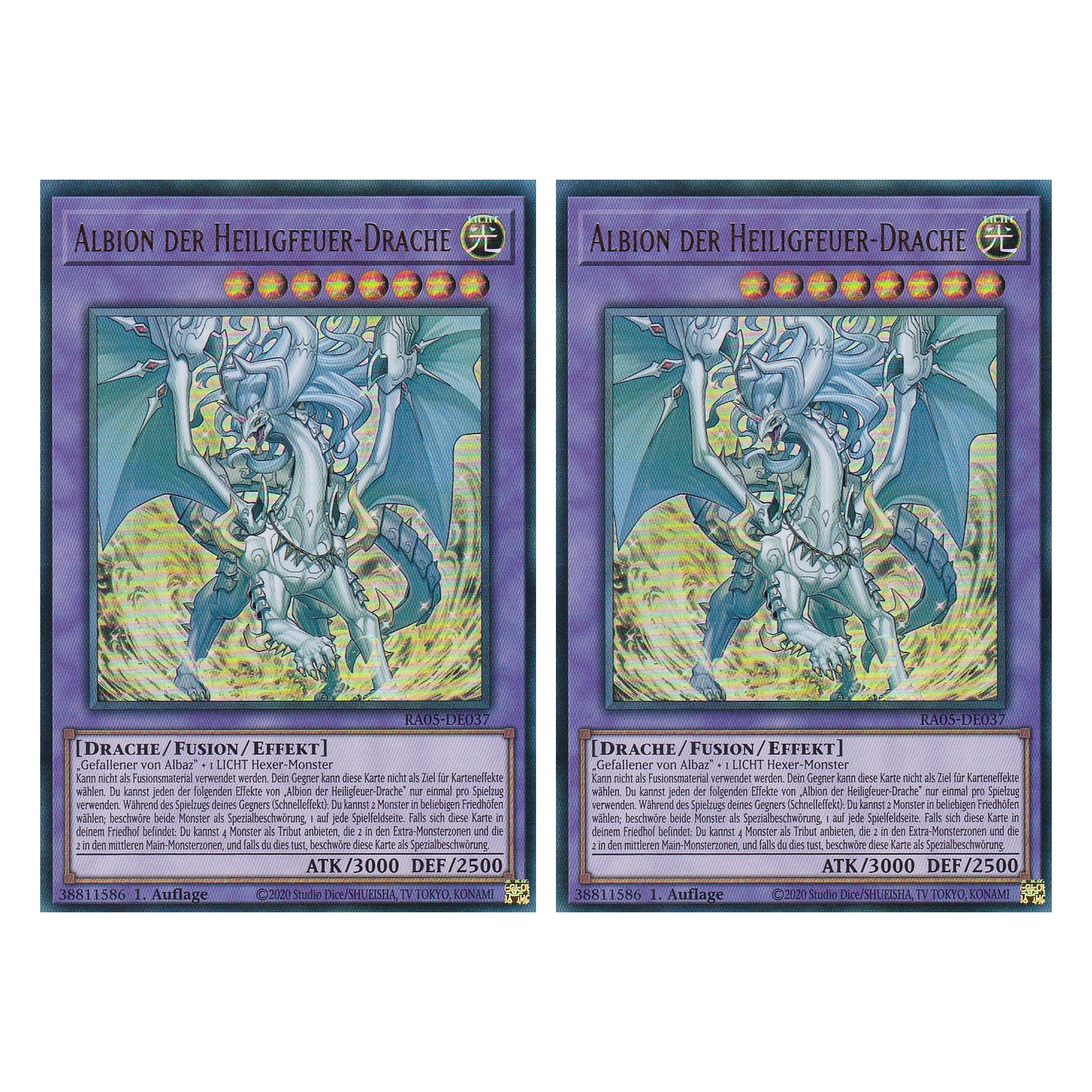 Albion der Heiligfeuer-Drache - RA05-DE037 - Ultra Rare - Deutsch - Rarity Collection 5 - Yugioh - Duo Set (2 Stück)