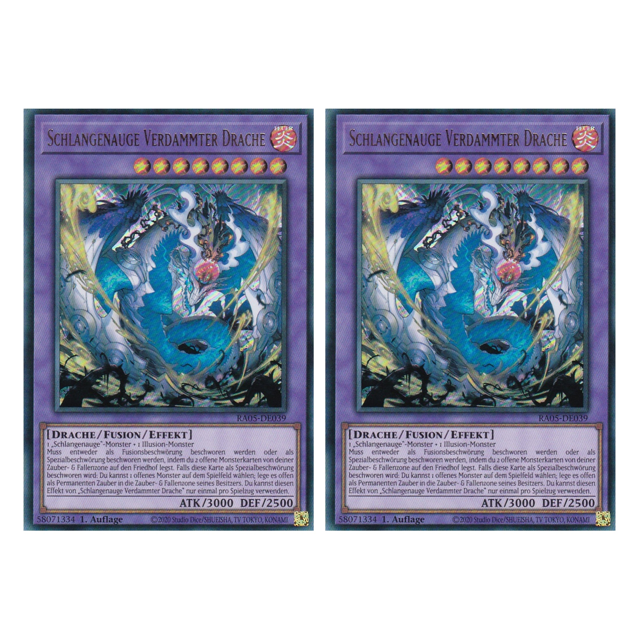 Schlangenauge Verdammter Drache - RA05-DE039 - Ultra Rare - Deutsch - Rarity Collection 5 - Yugioh - Duo Set (2 Stück)
