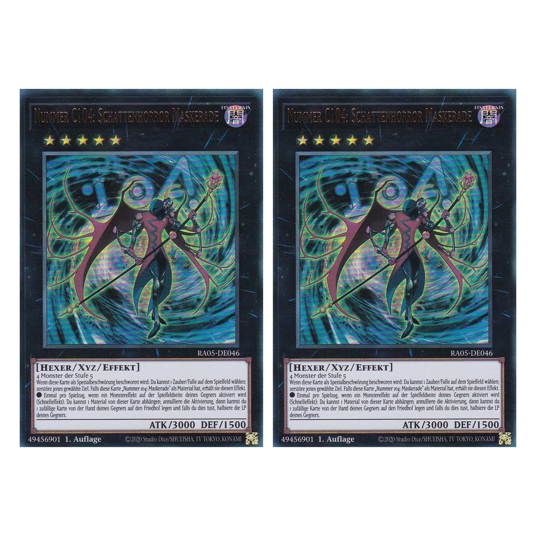 Nummer C104: Schattenhorror Maskerade - RA05-DE046 - Ultra Rare - Deutsch - Rarity Collection 5 - Yugioh - Duo Set (2 Stück)