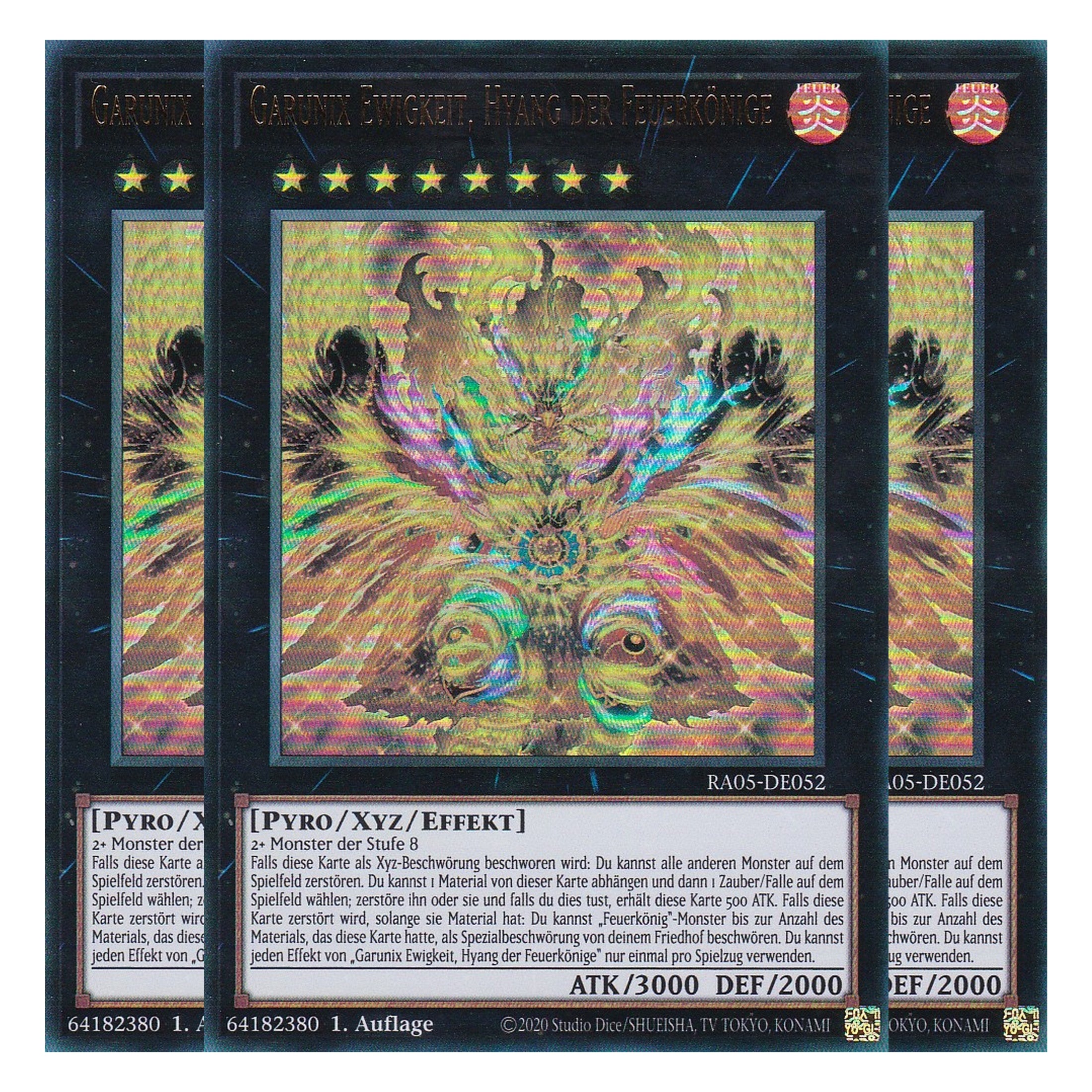 Garunix Ewigkeit, Hyang der Feuerkönige - RA05-DE052 - Ultra Rare - Deutsch - Rarity Collection 5 - Yugioh - Playset (3 Kopien)