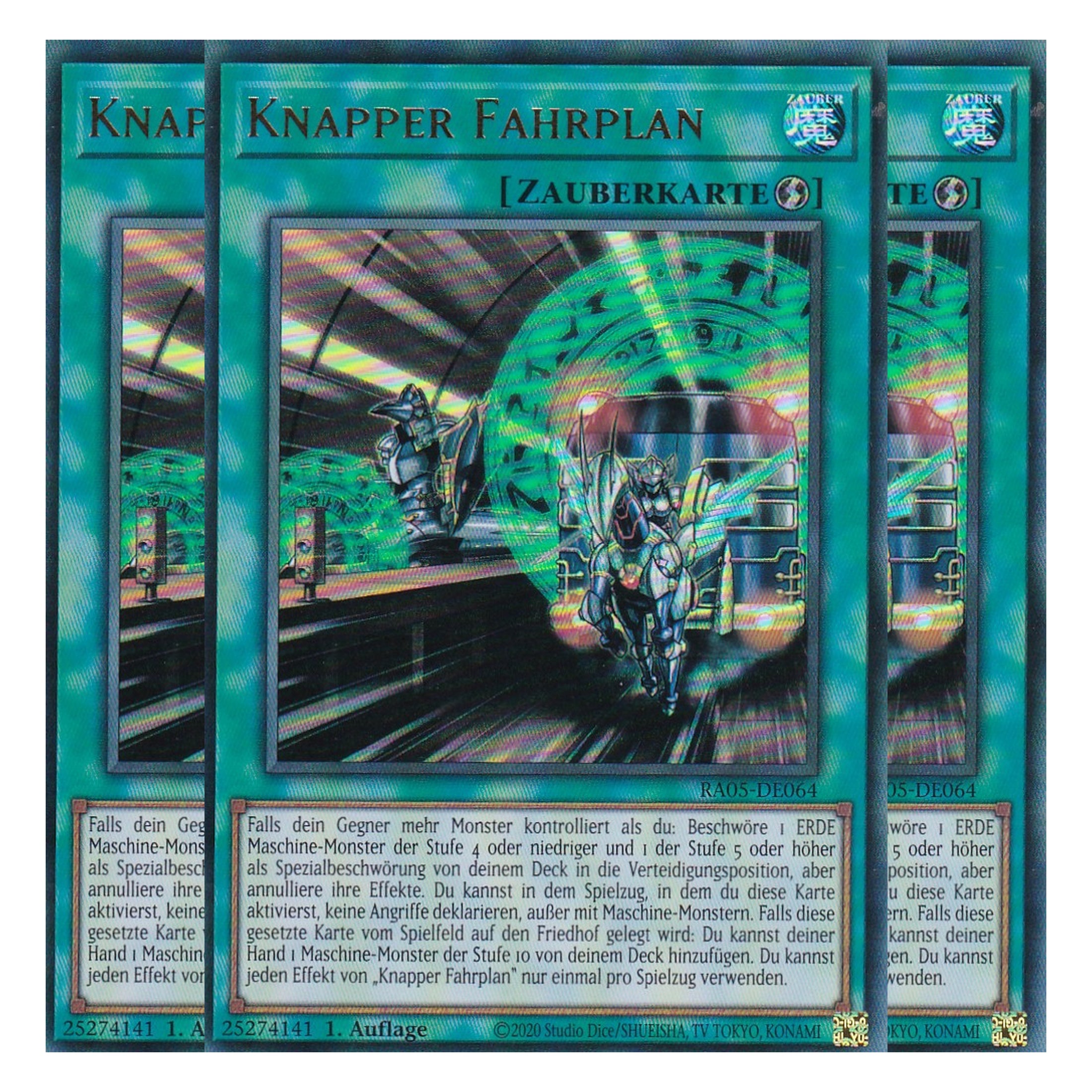 Knapper Fahrplan - RA05-DE064 - Ultra Rare - Deutsch - Rarity Collection 5 - Yugioh - Playset (3 Kopien)
