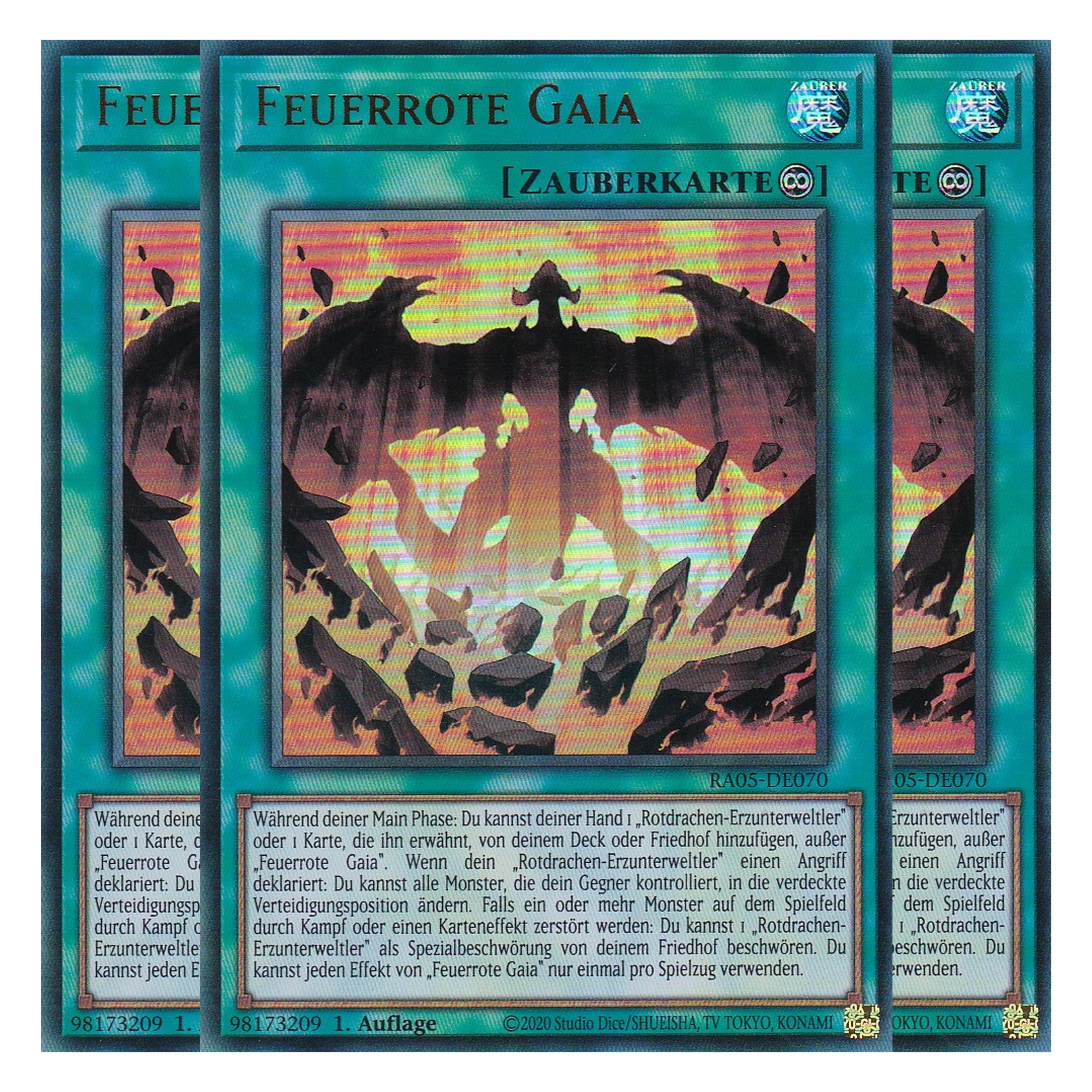 Feuerrote Gaia - RA05-DE070 - Ultra Rare - Deutsch - Rarity Collection 5 - Yugioh - Playset (3 Kopien)