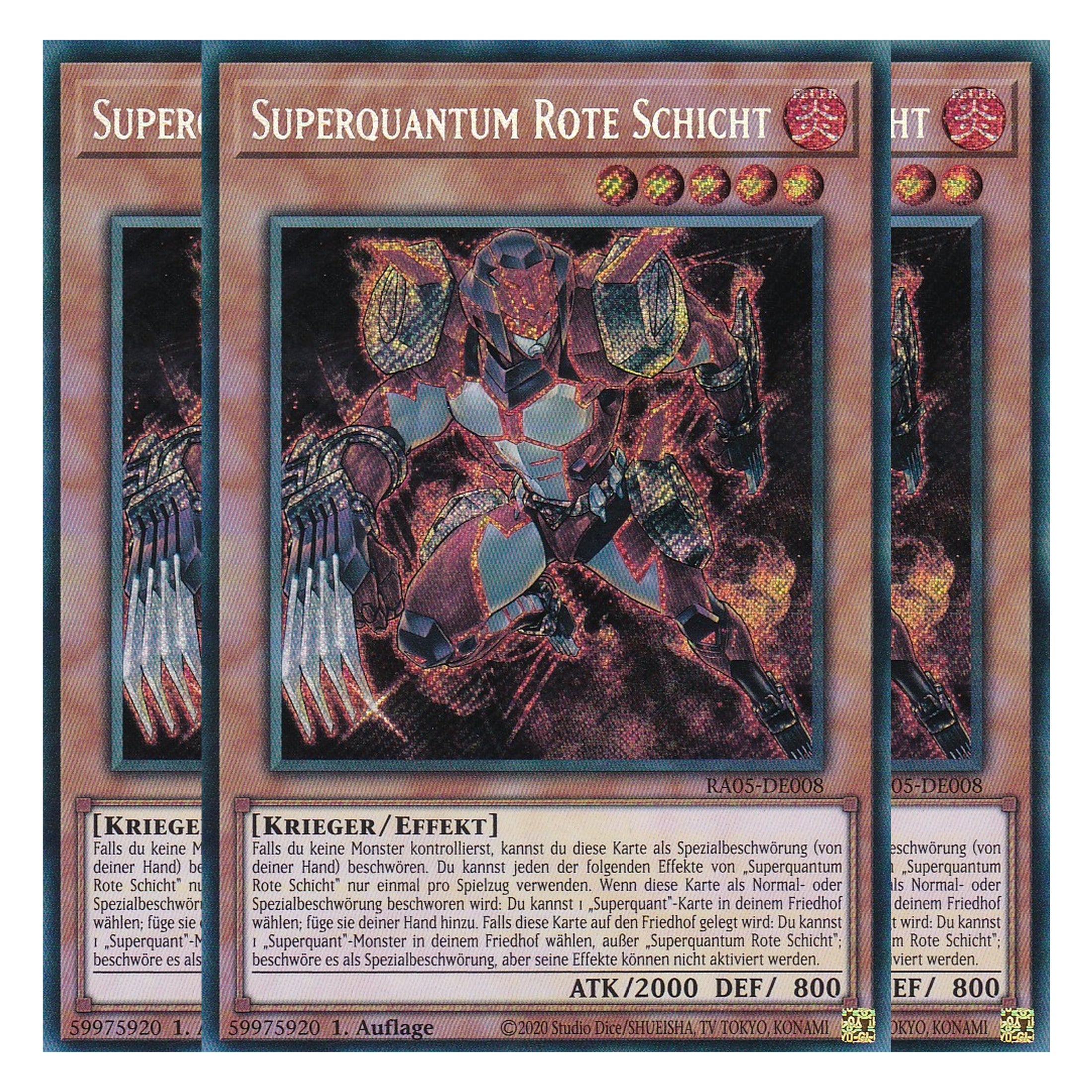 Superquantum Rote Schicht - RA05-DE008 - Secret Rare - Deutsch - Rarity Collection 5 - Yugioh - Playset (3 Kopien)
