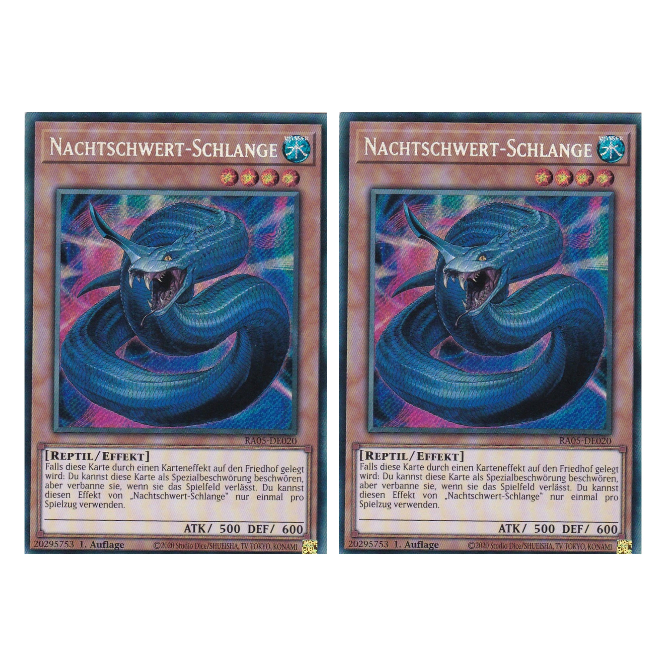 Nachtschwert-Schlange - RA05-DE020 - Secret Rare - Deutsch - Rarity Collection 5 - Yugioh - Duo Set (2 Stück)