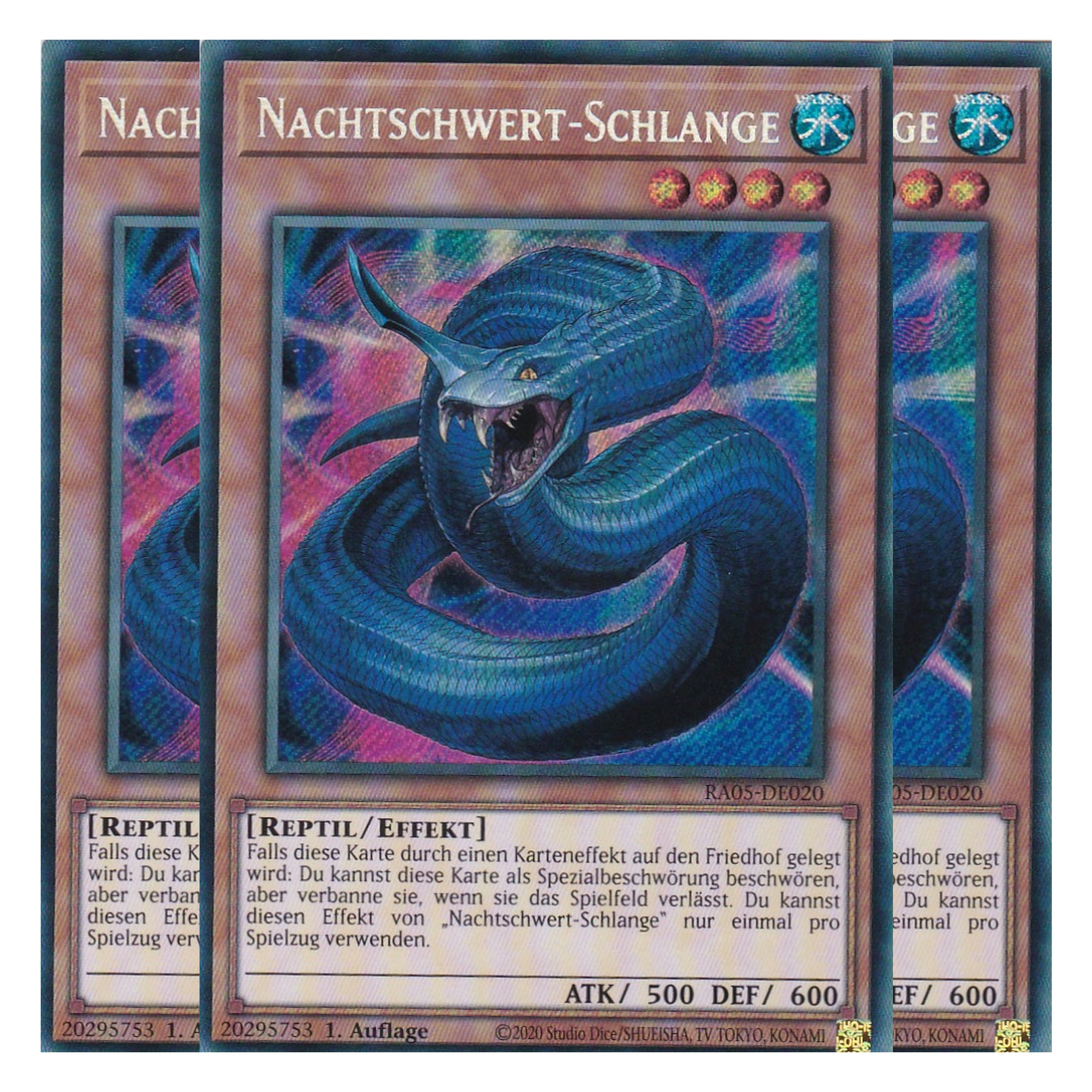 Nachtschwert-Schlange - RA05-DE020 - Secret Rare - Deutsch - Rarity Collection 5 - Yugioh - Playset (3 Kopien)