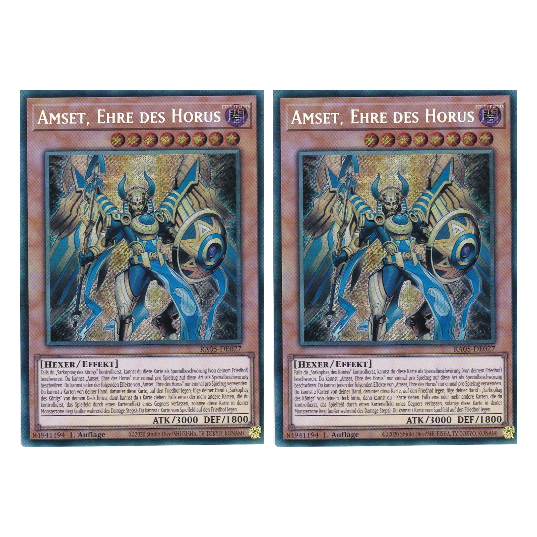 Amset, Ehre des Horus - RA05-DE027 - Secret Rare - Deutsch - Rarity Collection 5 - Yugioh - Duo Set (2 Stück)