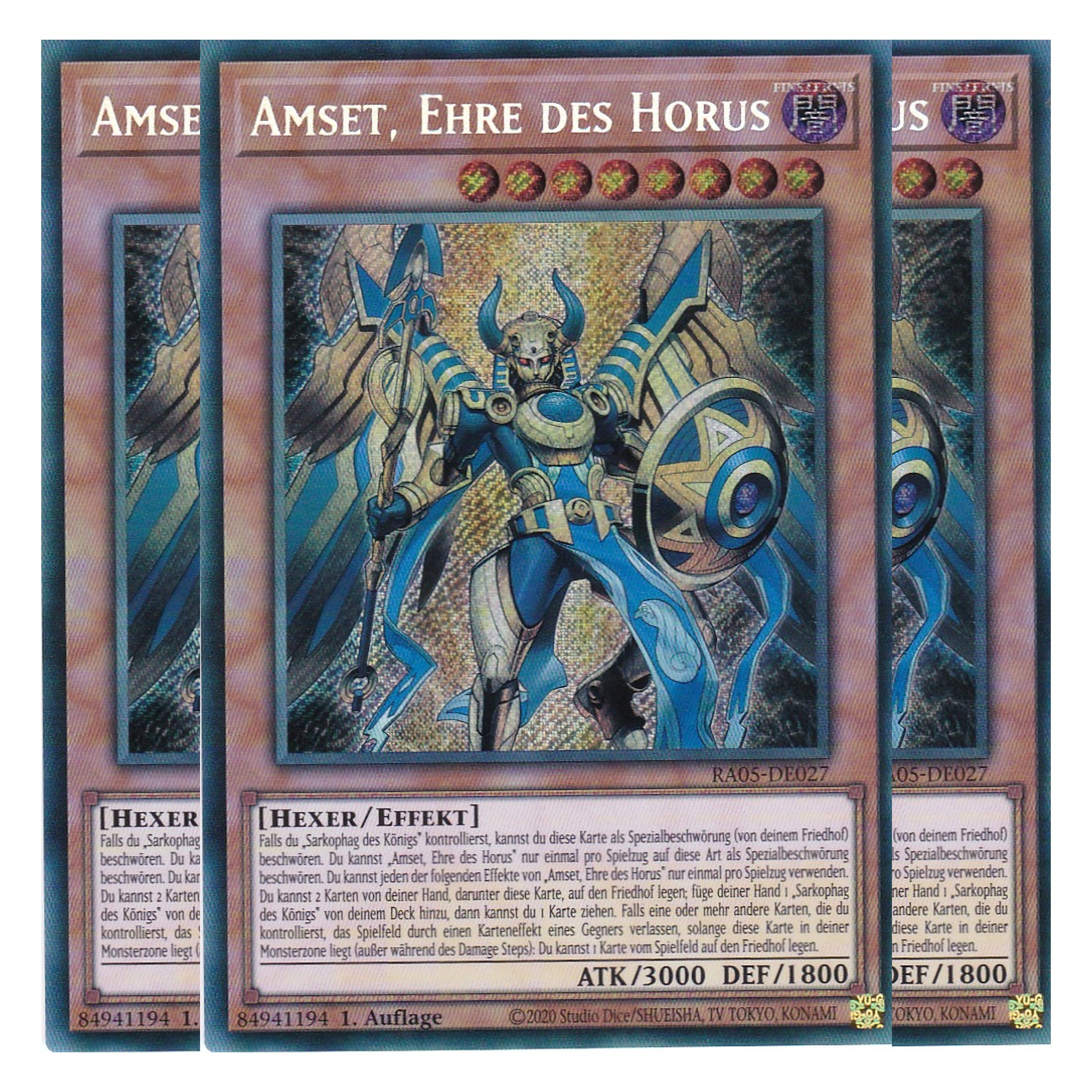 Amset, Ehre des Horus - RA05-DE027 - Secret Rare - Deutsch - Rarity Collection 5 - Yugioh - Playset (3 Kopien)