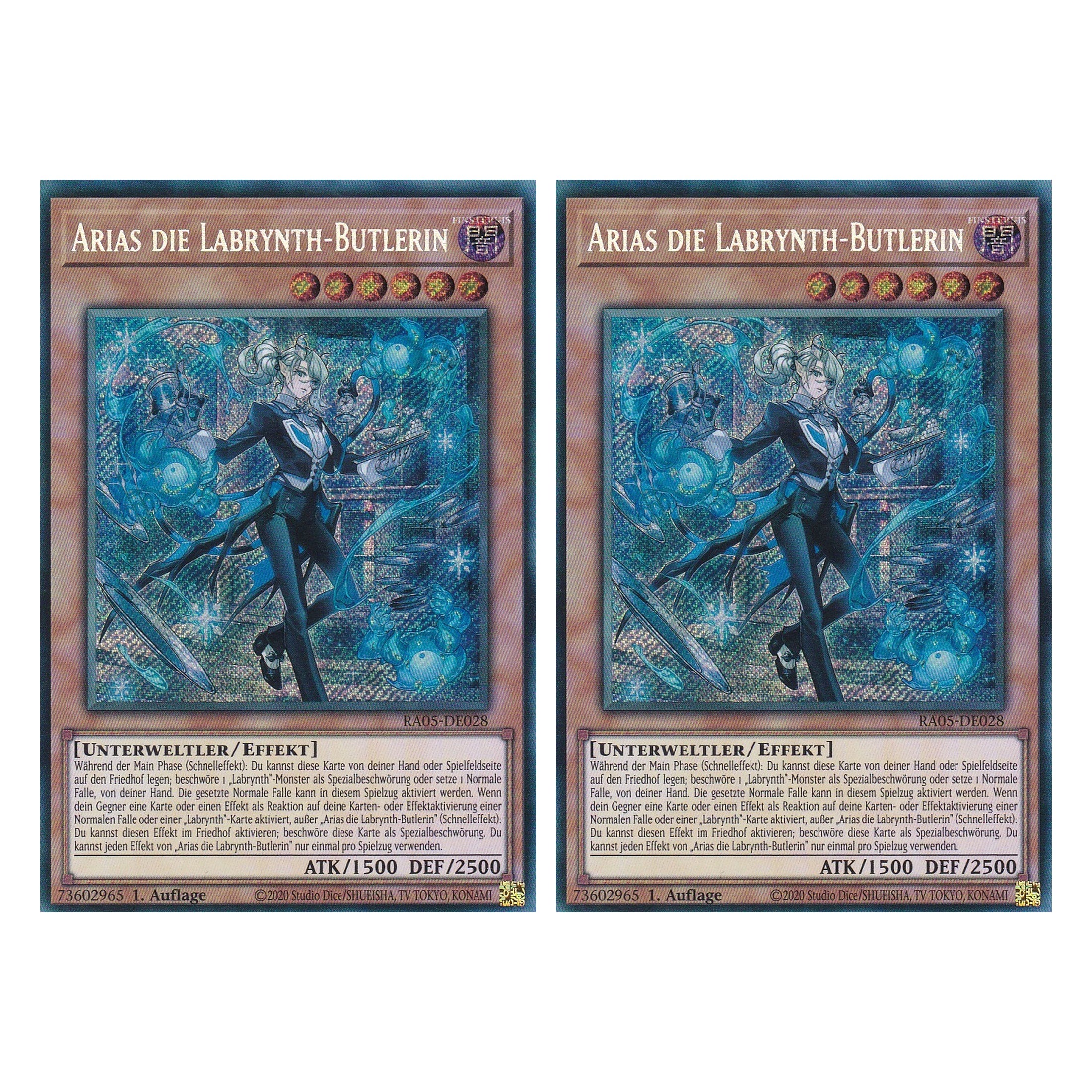 Arias die Labrynth-Butlerin - RA05-DE028 - Secret Rare - Deutsch - Rarity Collection 5 - Yugioh - Duo Set (2 Stück)