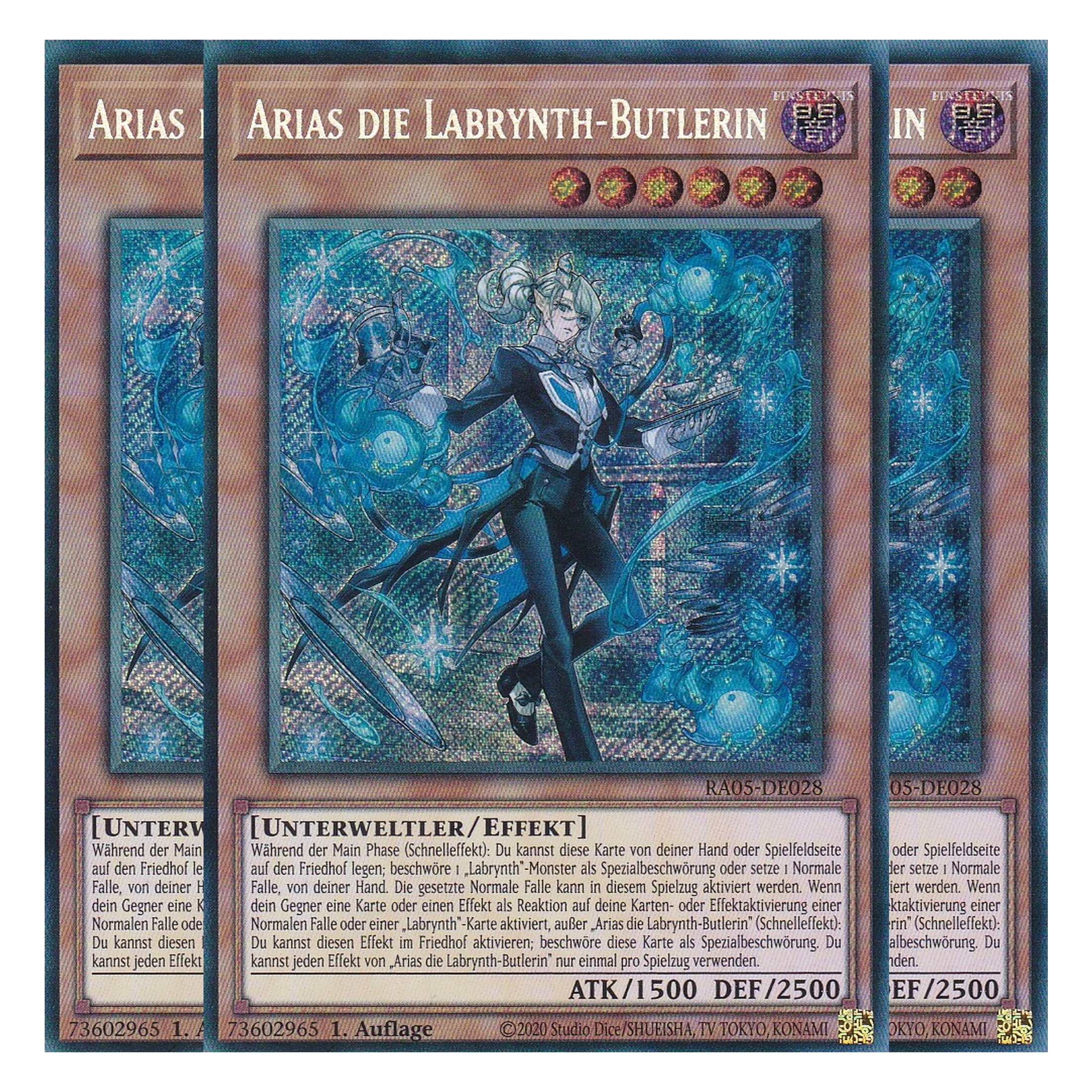 Arias die Labrynth-Butlerin - RA05-DE028 - Secret Rare - Deutsch - Rarity Collection 5 - Yugioh - Playset (3 Kopien)