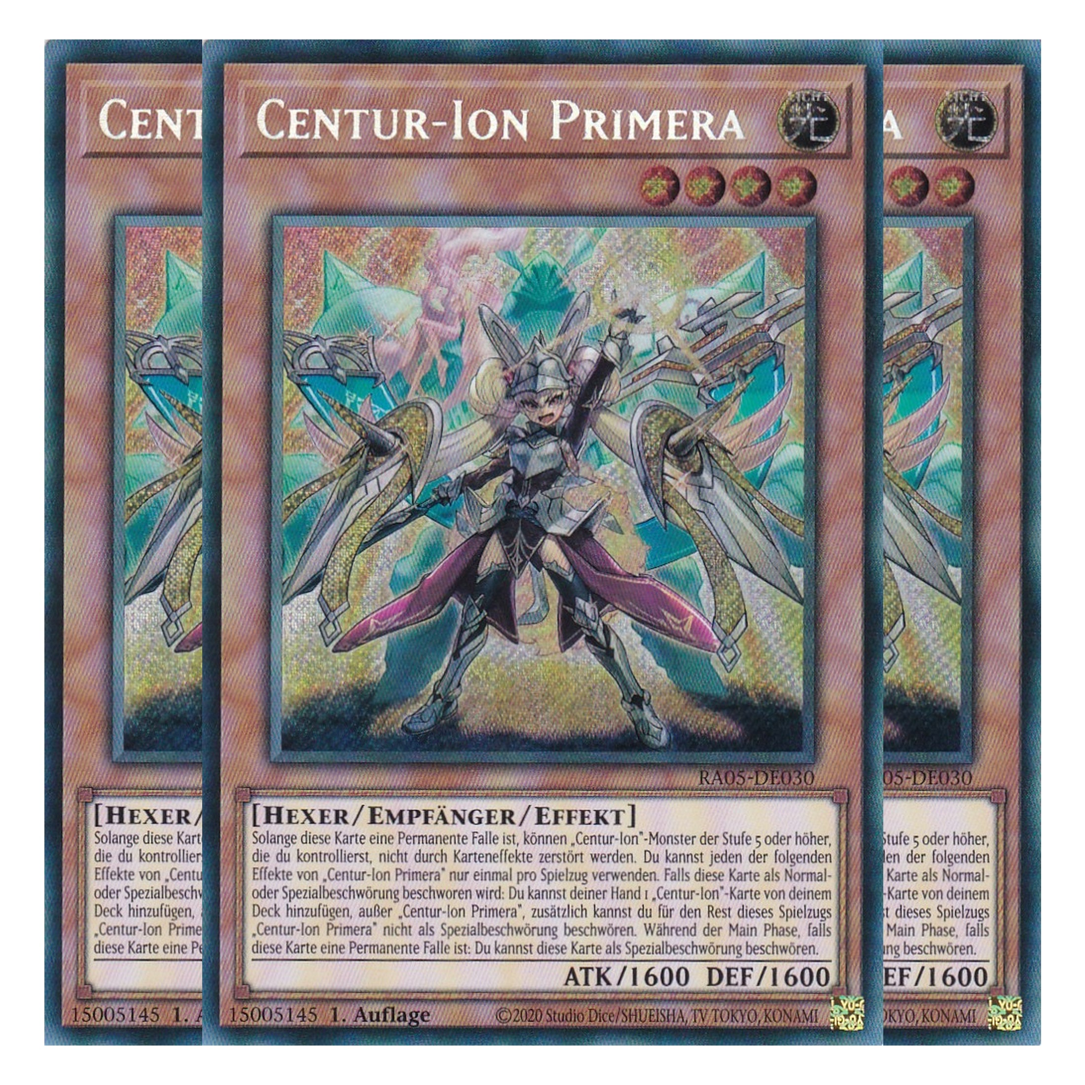 Centur-Ion Primera - RA05-DE030 - Secret Rare - Deutsch - Rarity Collection 5 - Yugioh - Playset (3 Kopien)