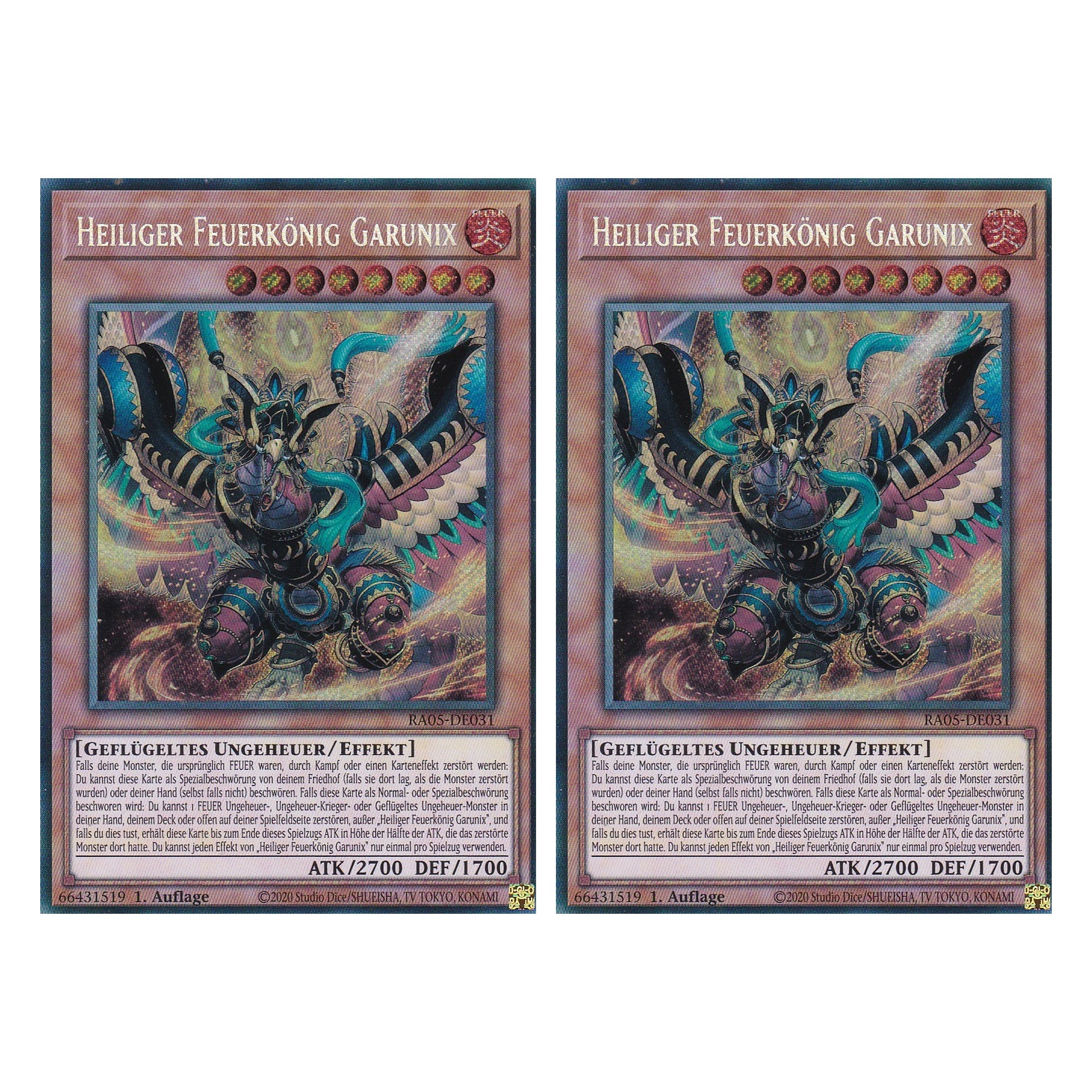 Heiliger Feuerkönig Garunix - RA05-DE031 - Secret Rare - Deutsch - Rarity Collection 5 - Yugioh - Duo Set (2 Stück)