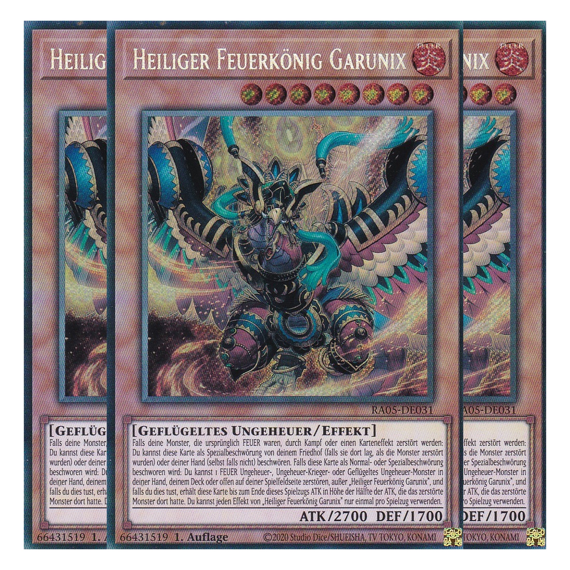 Heiliger Feuerkönig Garunix - RA05-DE031 - Secret Rare - Deutsch - Rarity Collection 5 - Yugioh - Playset (3 Kopien)