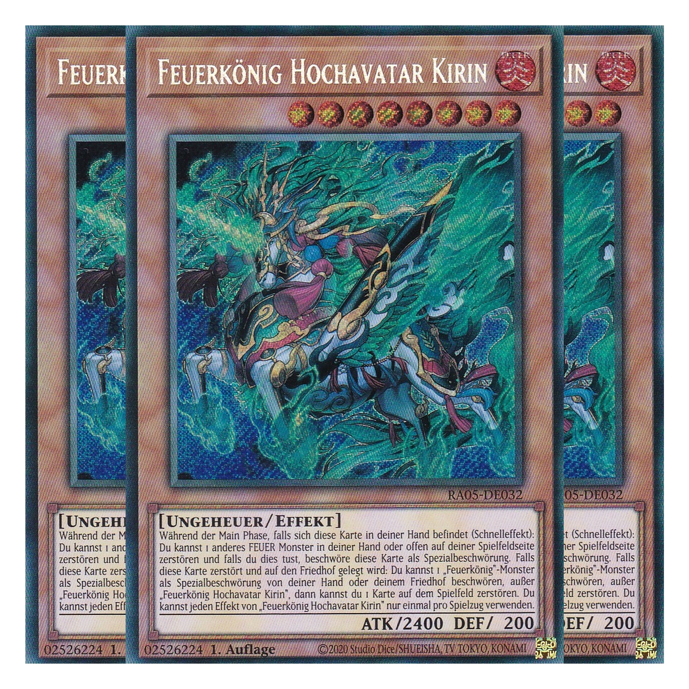Feuerkönig Hochavatar Kirin - RA05-DE032 - Secret Rare - Deutsch - Rarity Collection 5 - Yugioh - Playset (3 Kopien)