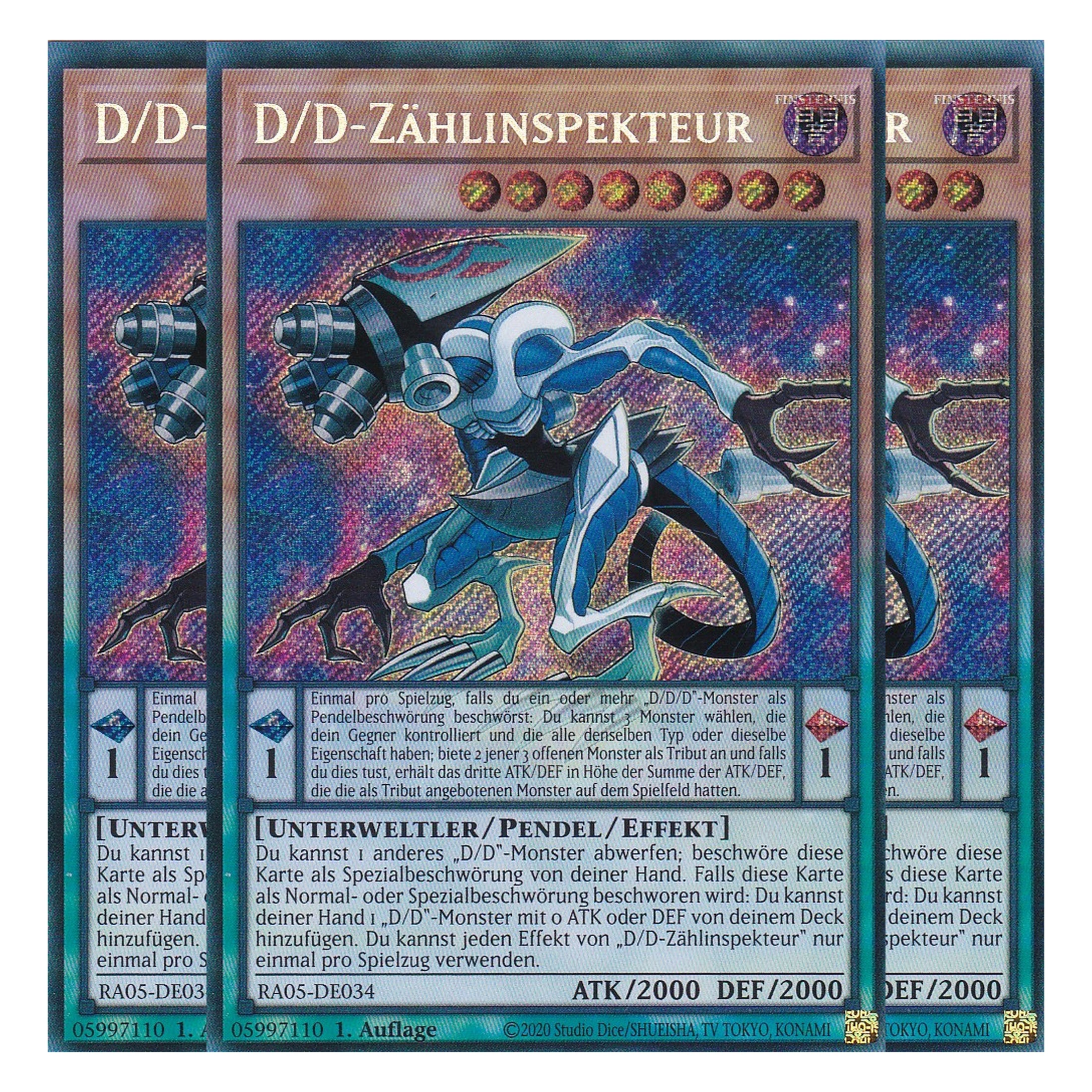 D/D-Zählinspekteur - RA05-DE034 - Secret Rare - Deutsch - Rarity Collection 5 - Yugioh - Playset (3 Kopien)