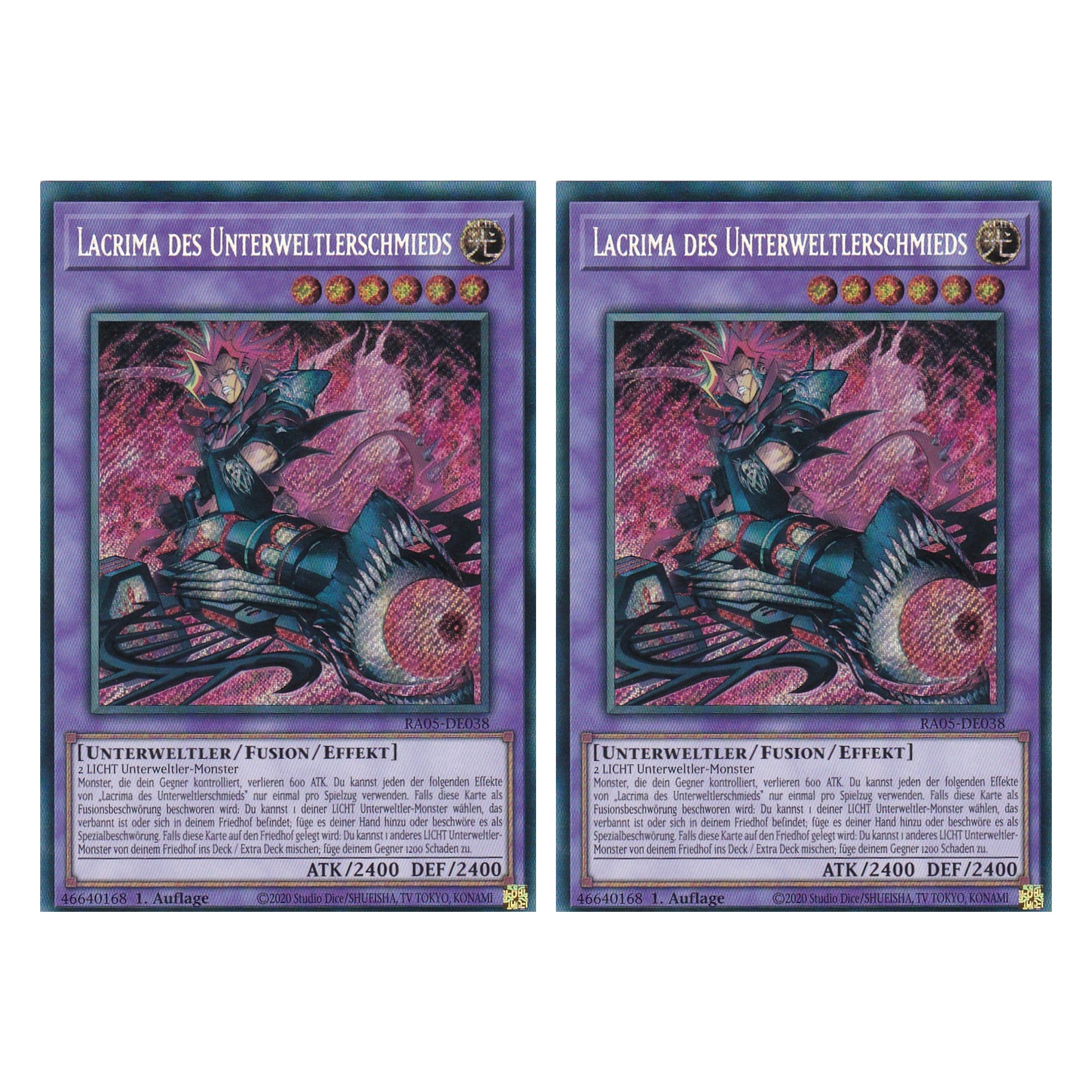 Lacrima des Unterweltlerschmieds - RA05-DE038 - Secret Rare - Deutsch - Rarity Collection 5 - Yugioh - Duo Set (2 Stück)