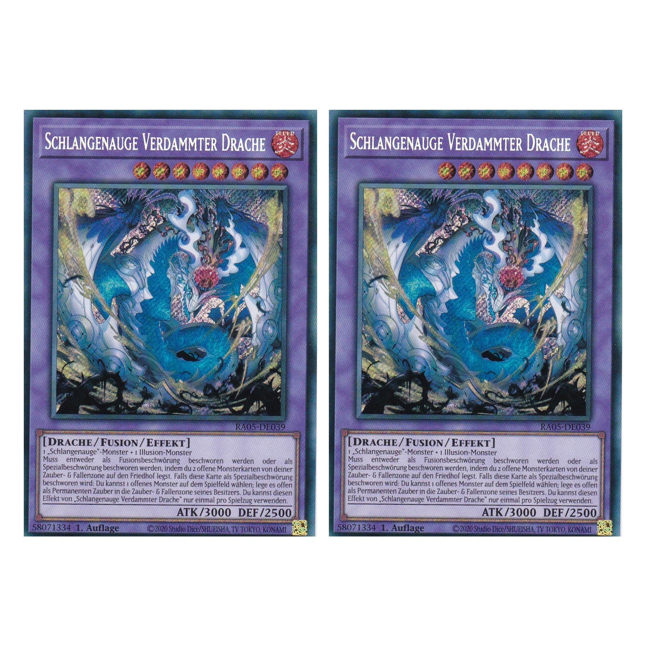 Schlangenauge Verdammter Drache - RA05-DE039 - Secret Rare - Deutsch - Rarity Collection 5 - Yugioh - Duo Set (2 Stück)