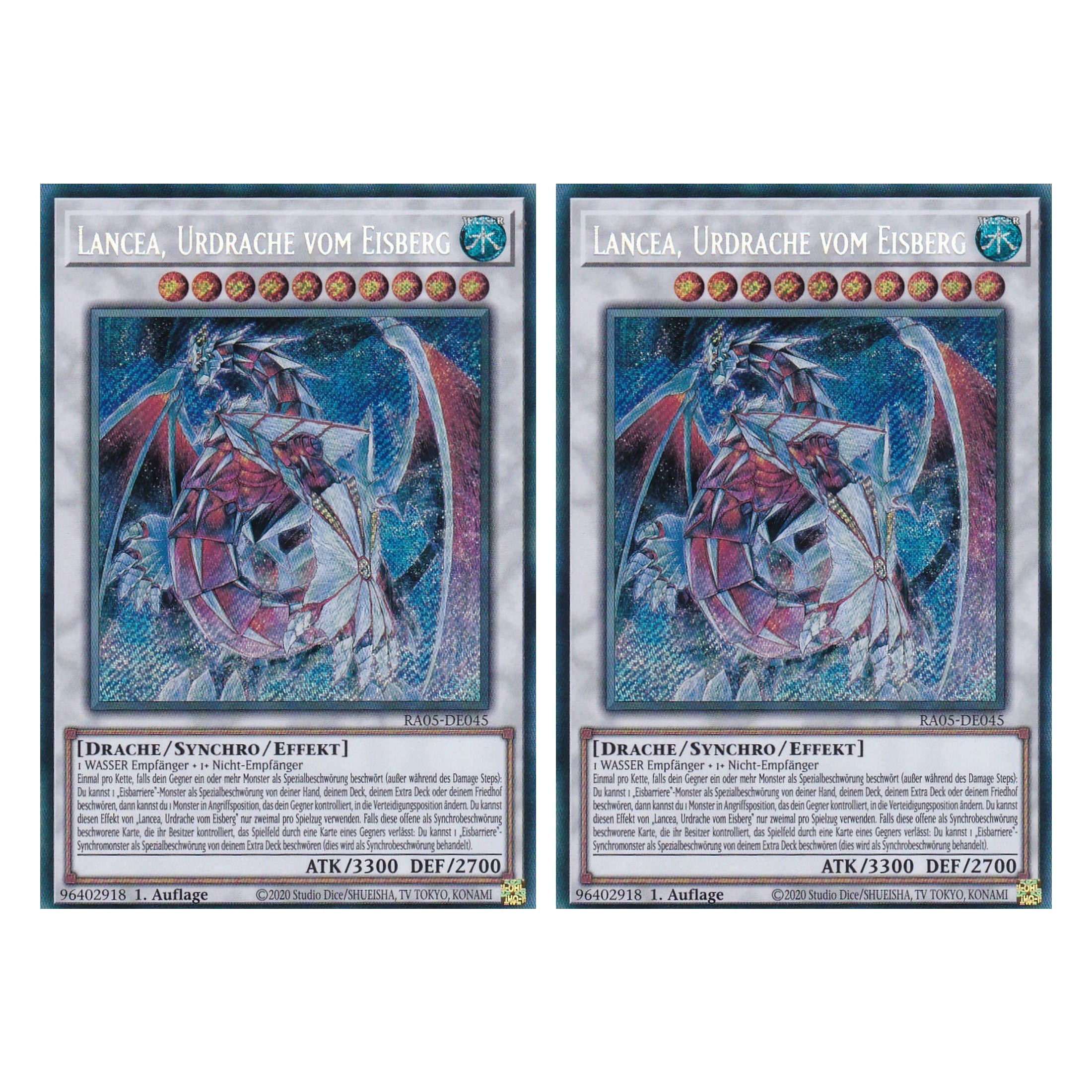 Lancea, Urdrache vom Eisberg - RA05-DE045 - Secret Rare - Deutsch - Rarity Collection 5 - Yugioh - Duo Set (2 Stück)