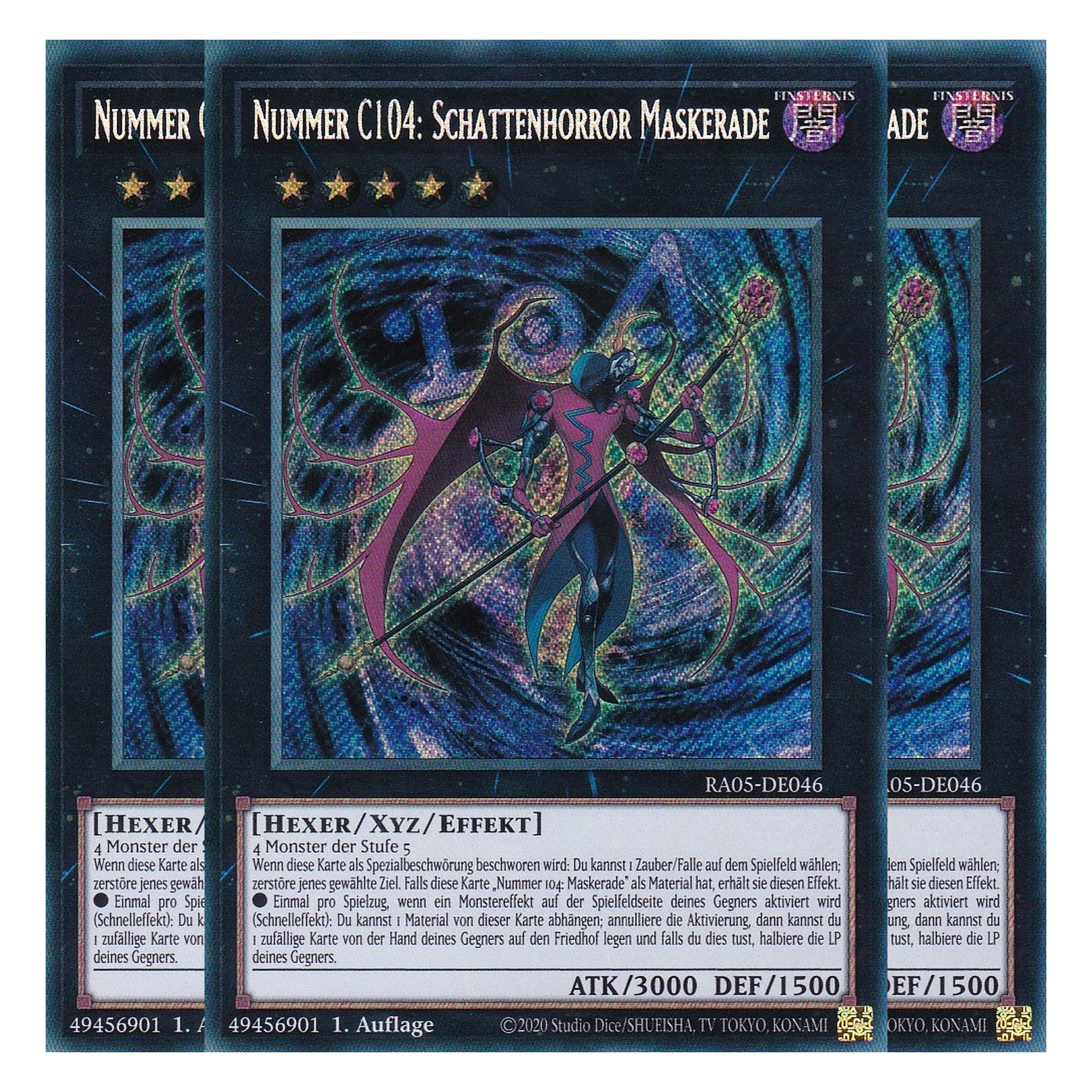 Nummer C104: Schattenhorror Maskerade - RA05-DE046 - Secret Rare - Deutsch - Rarity Collection 5 - Yugioh - Playset (3 Kopien)