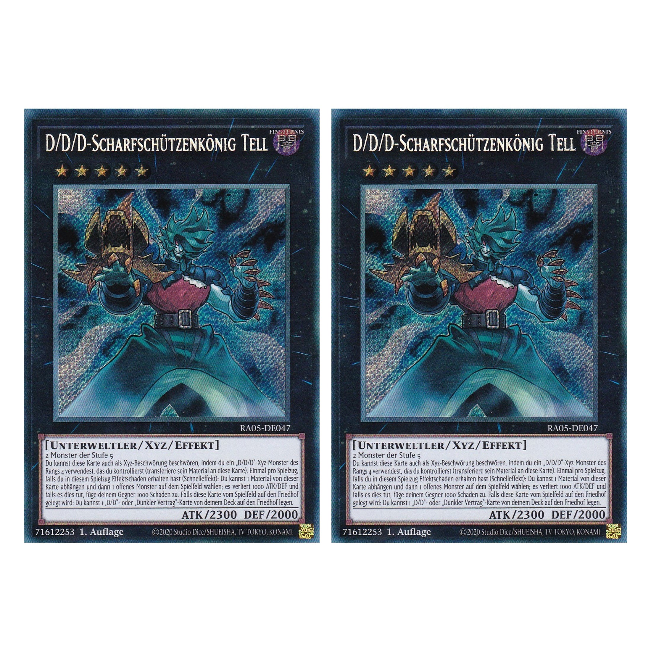 D/D/D-Scharfschützenkönig Tell - RA05-DE047 - Secret Rare - Deutsch - Rarity Collection 5 - Yugioh - Duo Set (2 Stück)