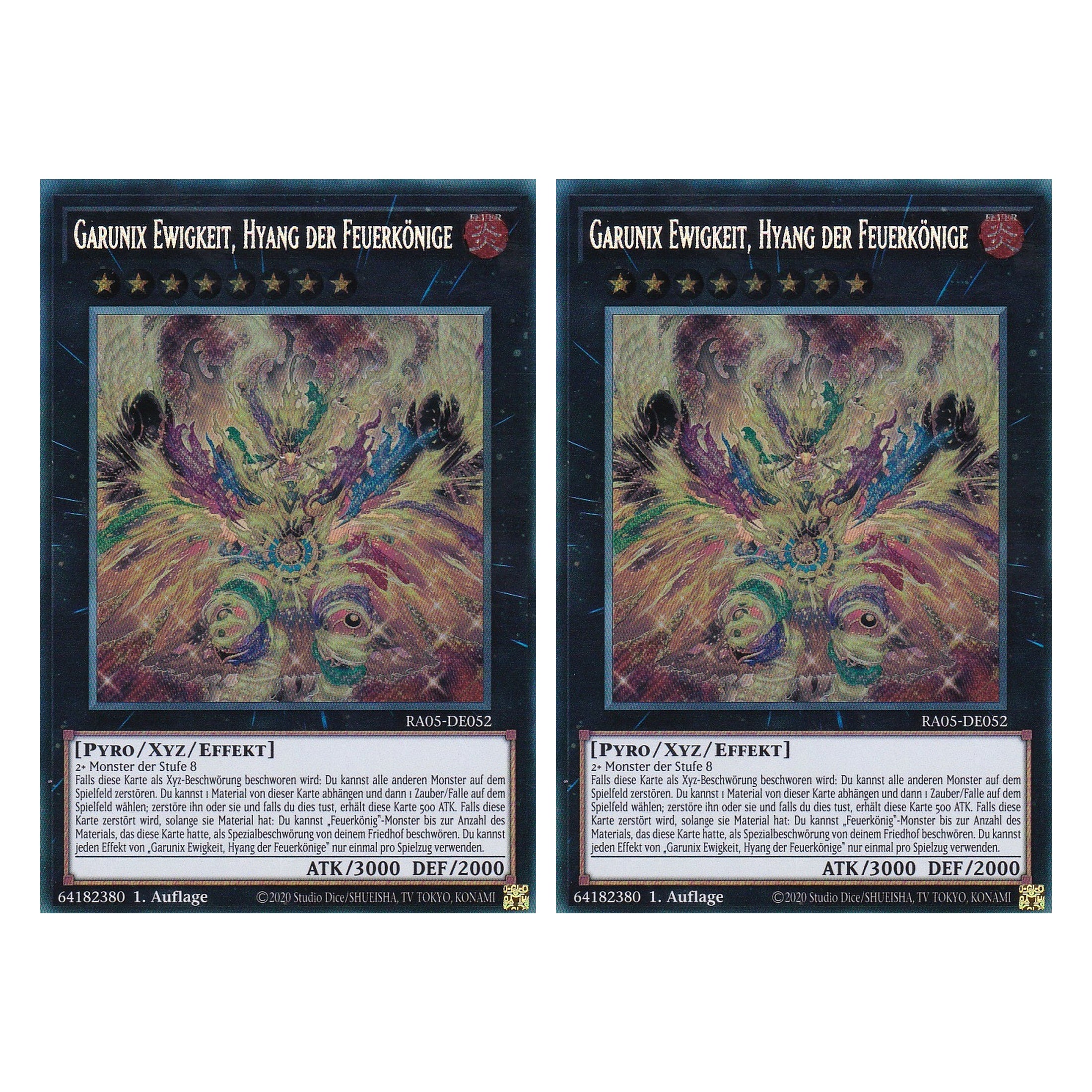 Garunix Ewigkeit, Hyang der Feuerkönige - RA05-DE052 - Secret Rare - Deutsch - Rarity Collection 5 - Yugioh - Duo Set (2 Stück)