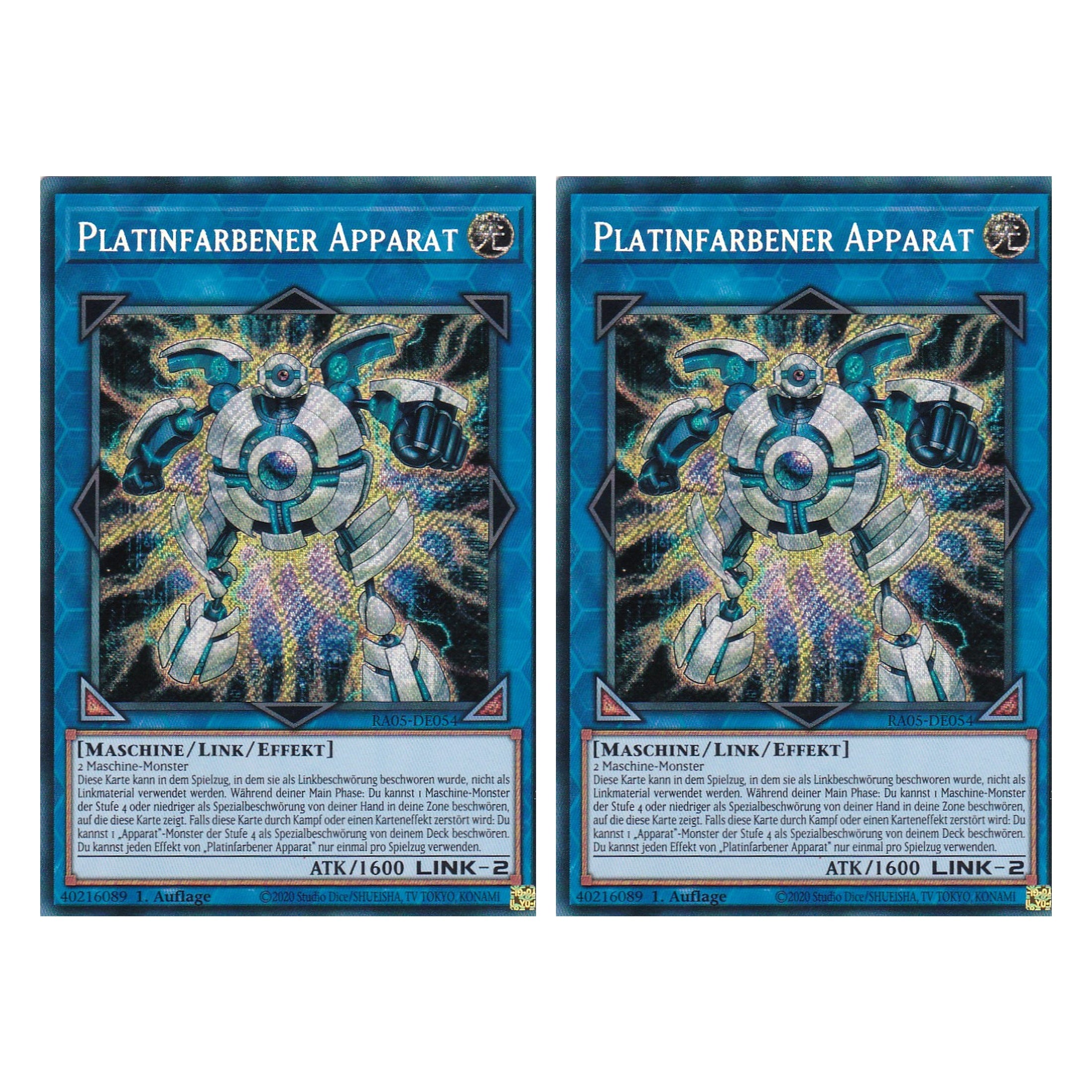 Platinfarbener Apparat - RA05-DE054 - Secret Rare - Deutsch - Rarity Collection 5 - Yugioh - Duo Set (2 Stück)