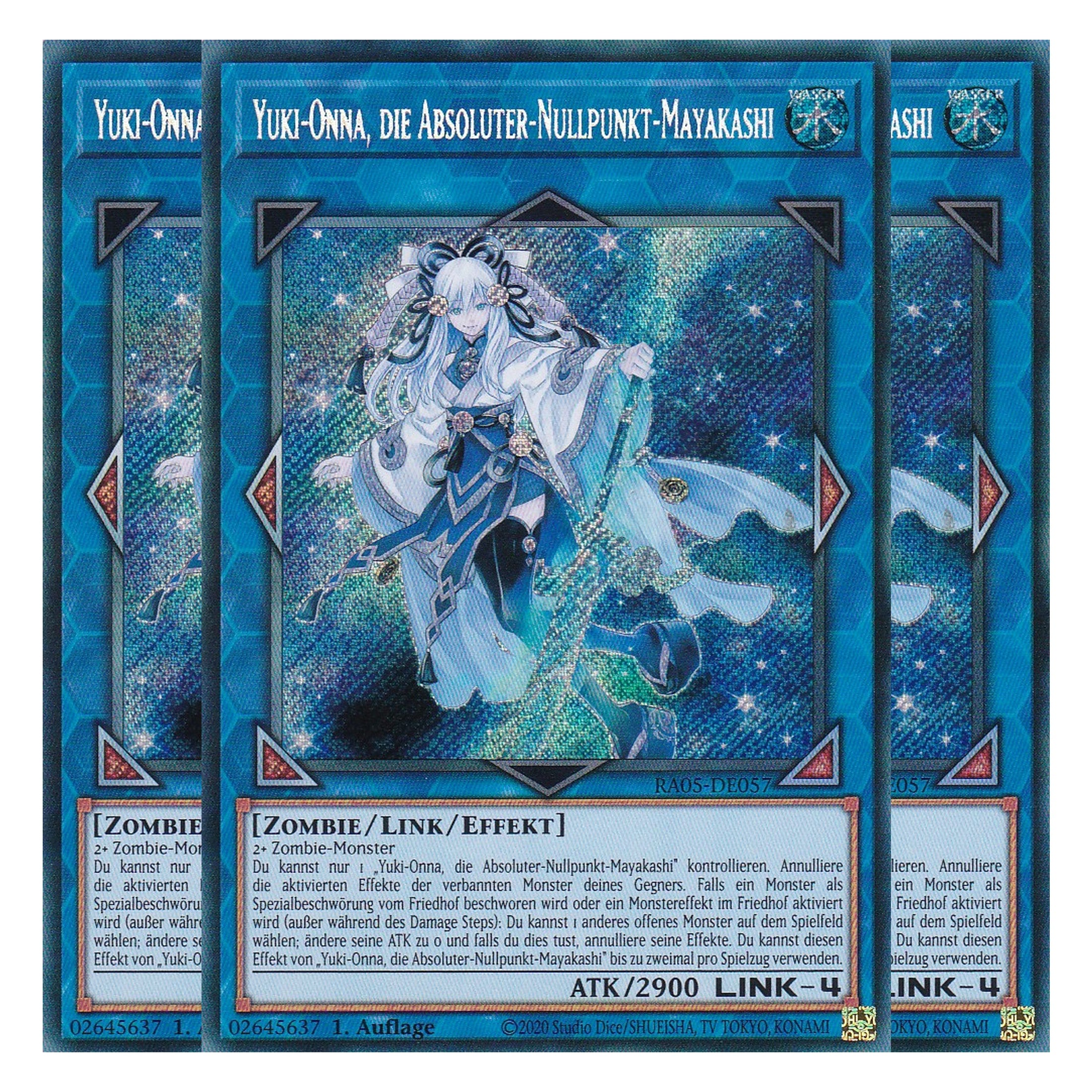 Yuki-Onna, die Absoluter-Nullpunkt-Mayakashi - RA05-DE057 - Secret Rare - Deutsch - Rarity Collection 5 - Yugioh - Playset (3 Kopien)