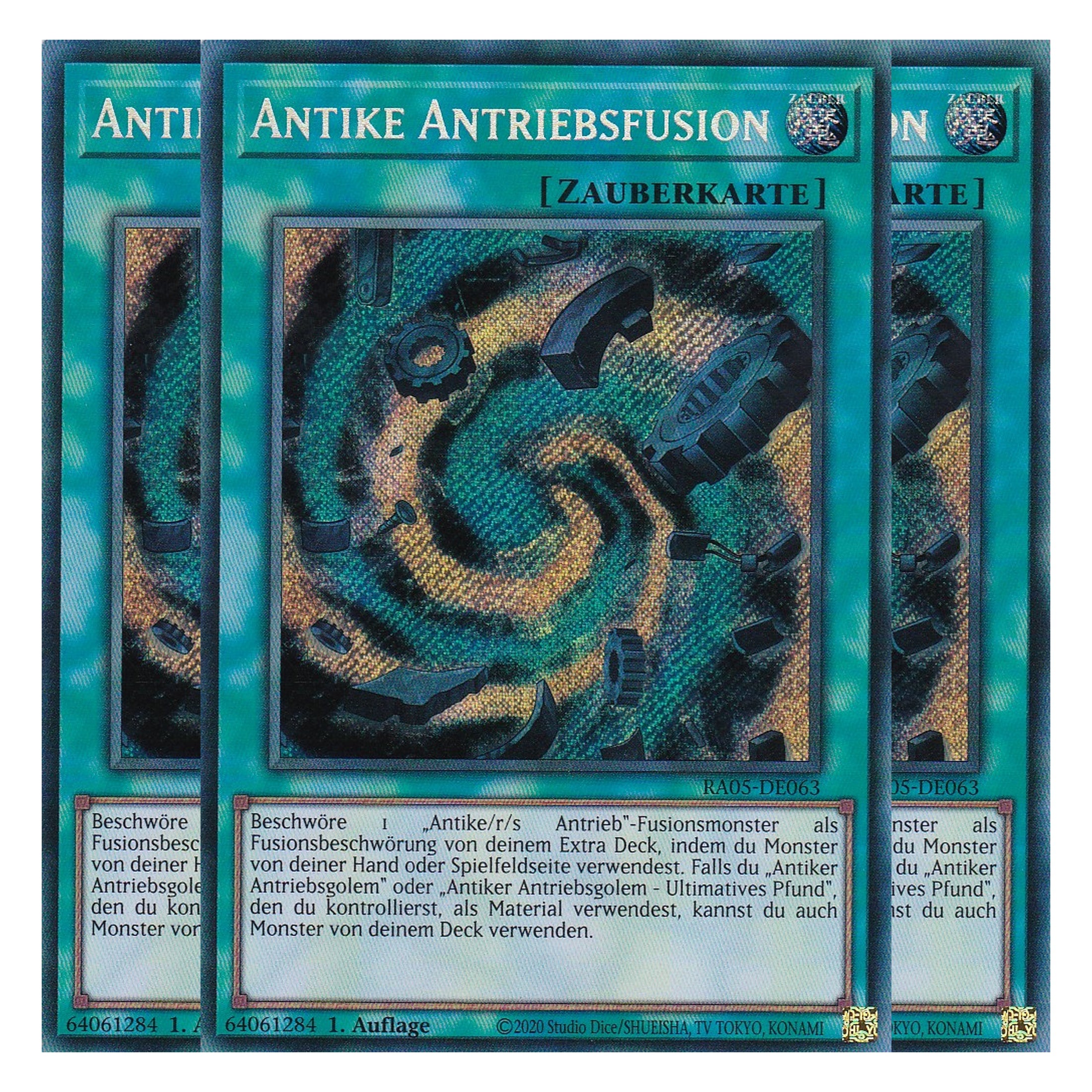 Antike Antriebsfusion - RA05-DE063 - Secret Rare - Deutsch - Rarity Collection 5 - Yugioh - Playset (3 Kopien)