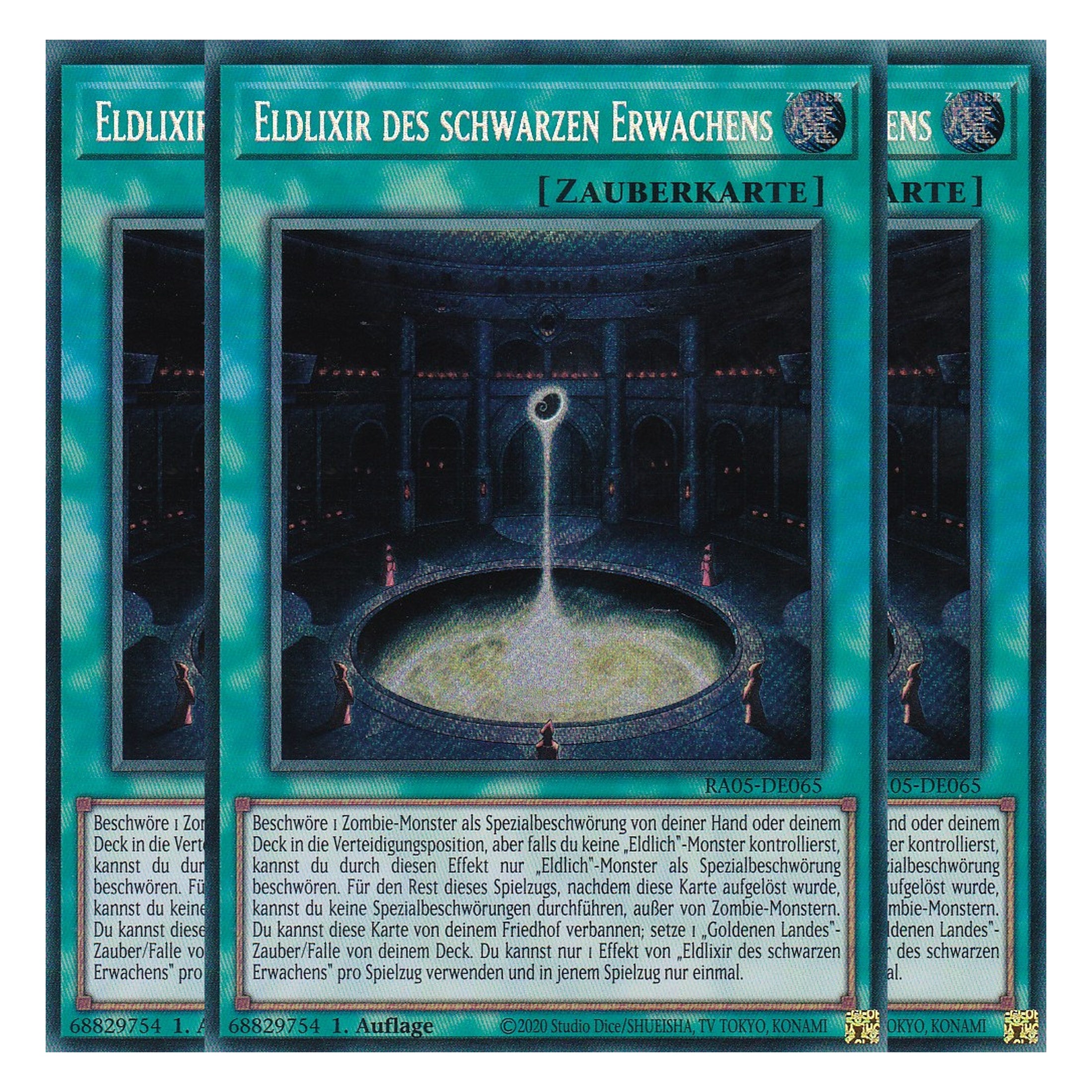 Eldlixir des schwarzen Erwachens - RA05-DE065 - Secret Rare - Deutsch - Rarity Collection 5 - Yugioh - Playset (3 Kopien)