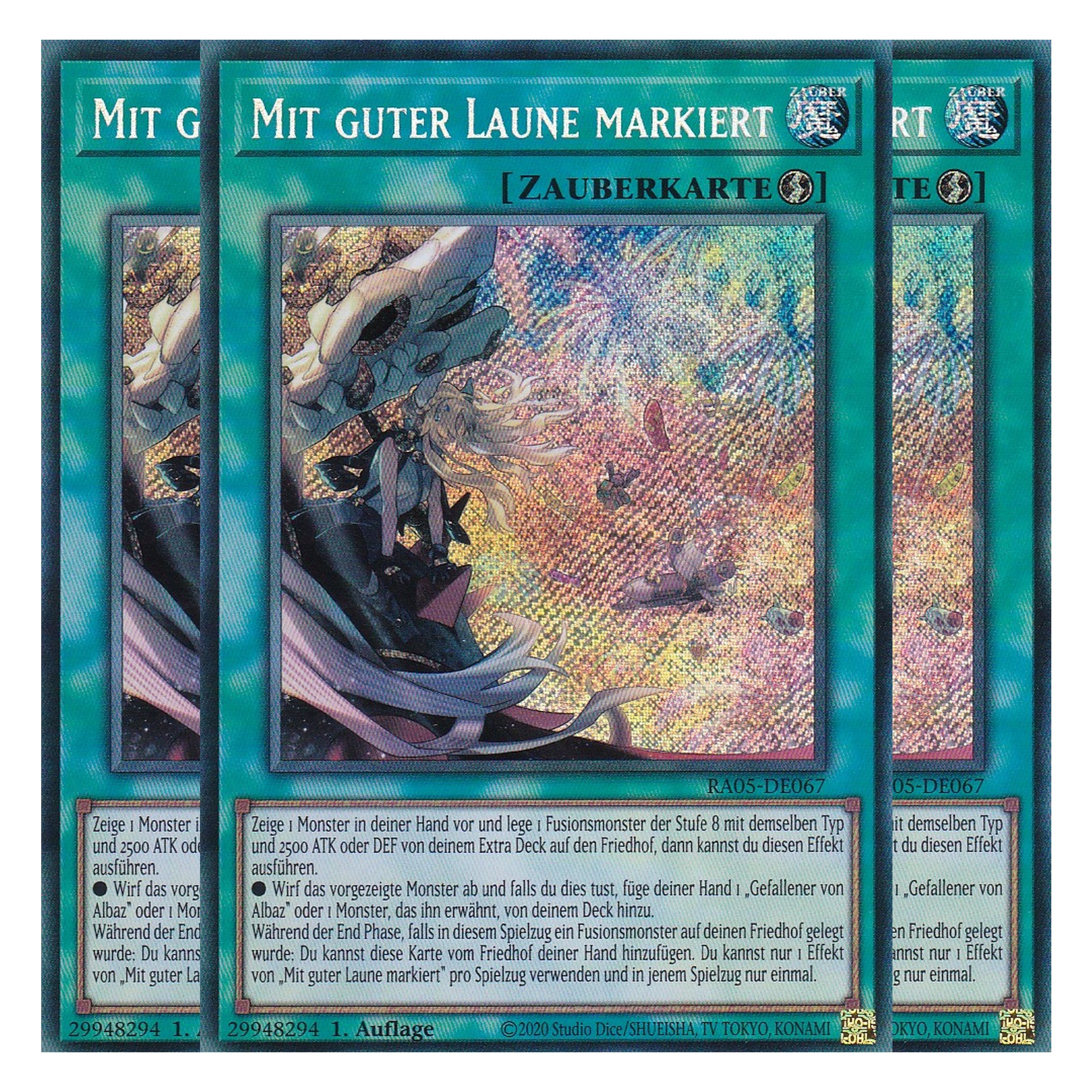 Mit guter Laune markiert - RA05-DE067 - Secret Rare - Deutsch - Rarity Collection 5 - Yugioh - Playset (3 Kopien)