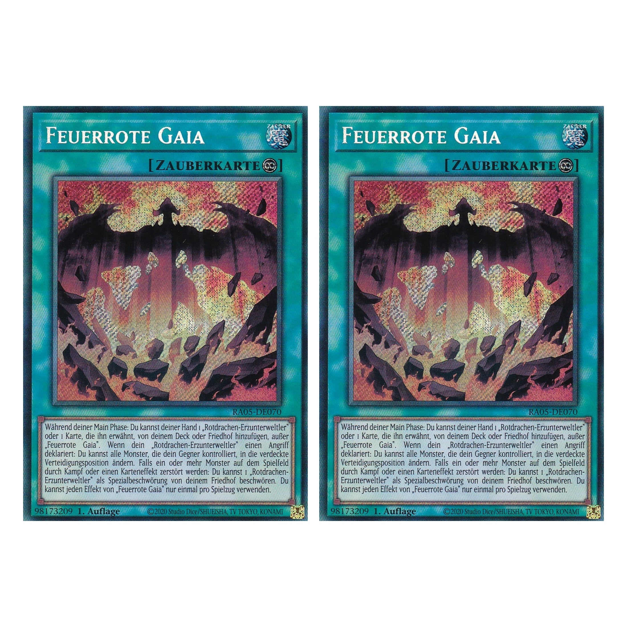 Feuerrote Gaia - RA05-DE070 - Secret Rare - Deutsch - Rarity Collection 5 - Yugioh - Duo Set (2 Stück)