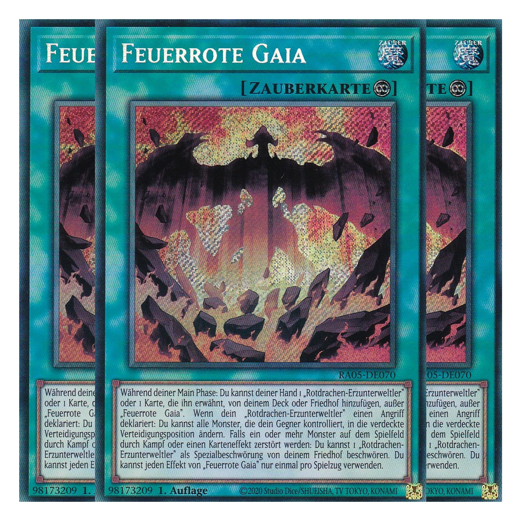 Feuerrote Gaia - RA05-DE070 - Secret Rare - Deutsch - Rarity Collection 5 - Yugioh - Playset (3 Kopien)