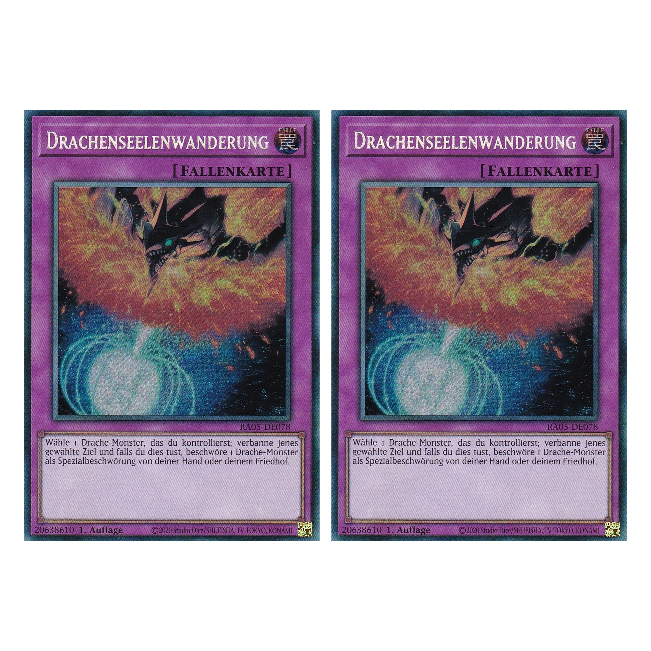 Drachenseelenwanderung - RA05-DE078 - Secret Rare - Deutsch - Rarity Collection 5 - Yugioh - Duo Set (2 Stück)