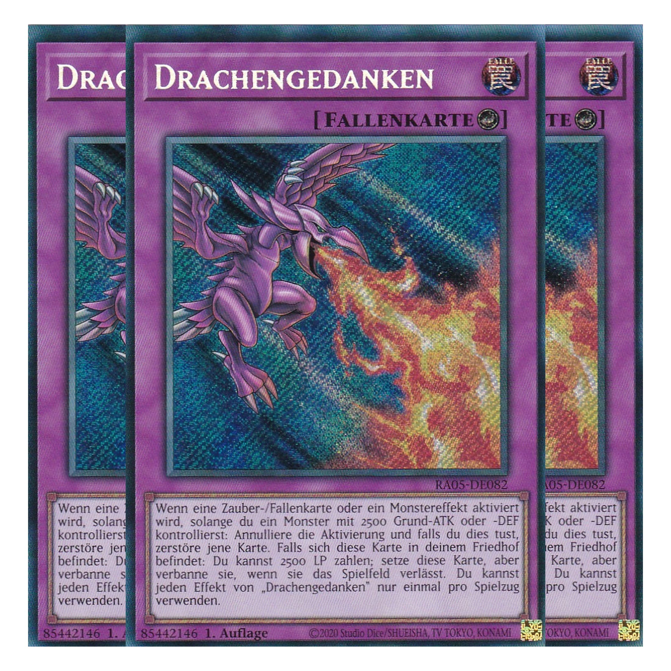 Drachengedanken - RA05-DE082 - Secret Rare - Deutsch - Rarity Collection 5 - Yugioh - Playset (3 Kopien)