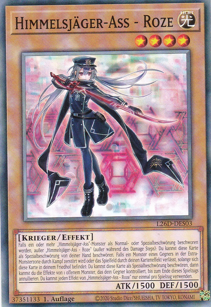 L26D-DES03 - Himmelsjäger-Ass - Roze - Common - Deutsch - Legendary Modern Decks 2026 - Yu-Gi-Oh! - mit LMS Trading Fieldcenter Karte