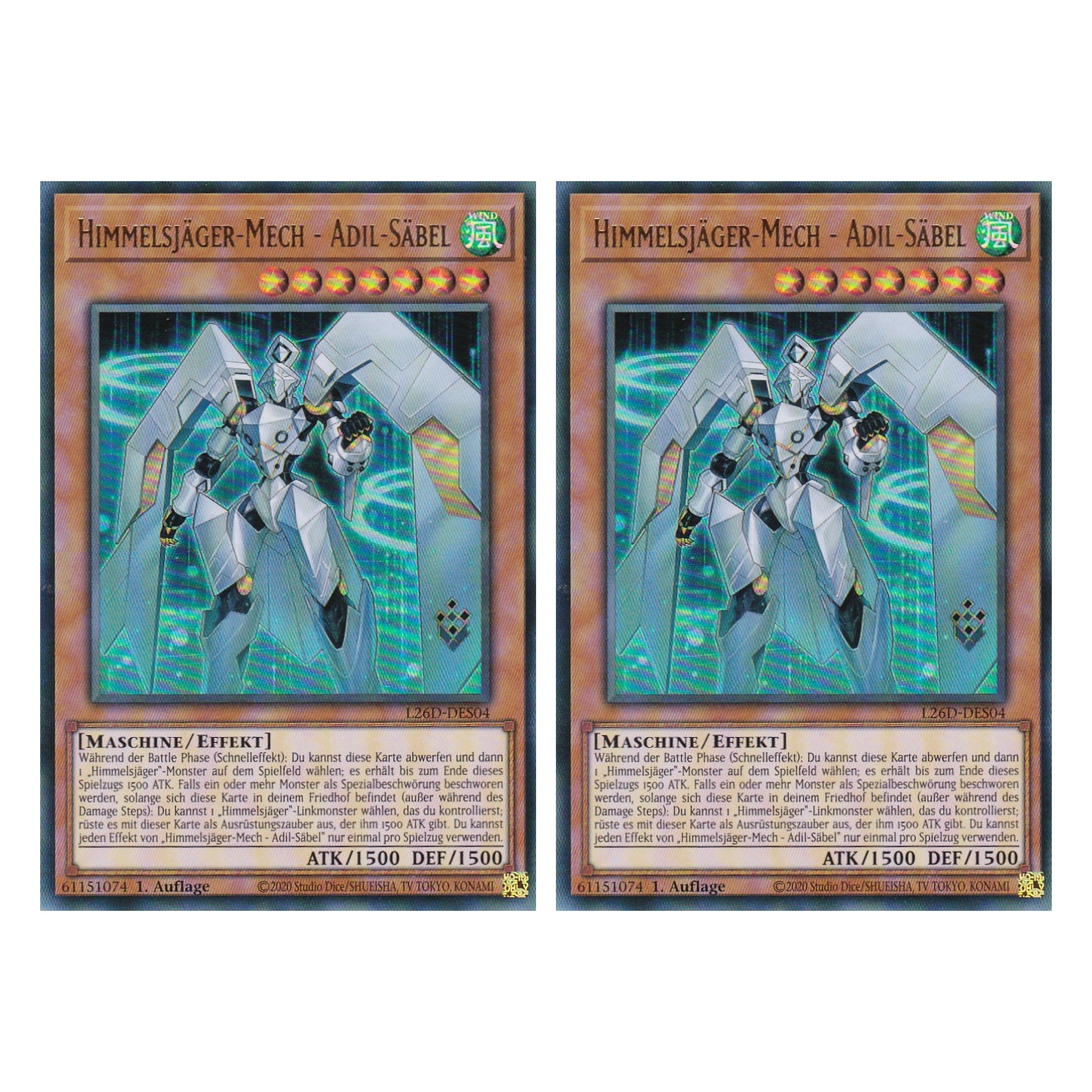 L26D-DES04 - Himmelsjäger Mech - Adil - Säbel - Ultra Rare - Deutsch - 1. Auflage - Legendary Modern Decks 2026 - Duo Set (2 Stück) - Yu-Gi-Oh! - mit LMS Trading Fieldcenter Karte