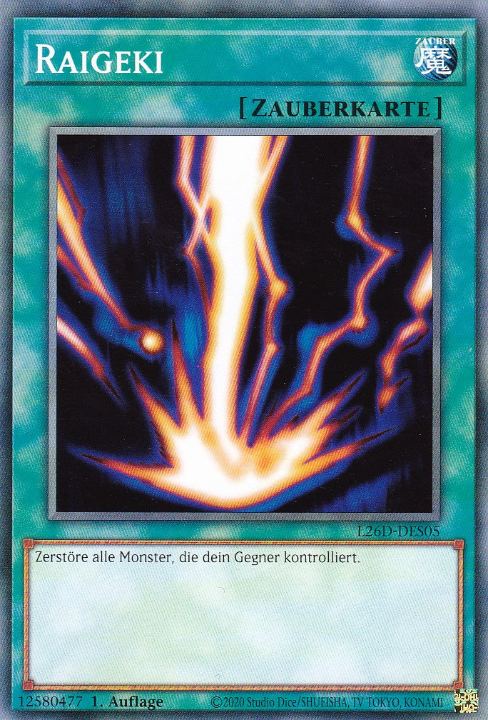 L26D-DES05 - Raigeki - Common - Deutsch - Legendary Modern Decks 2026 - Yu-Gi-Oh! - mit LMS Trading Fieldcenter Karte
