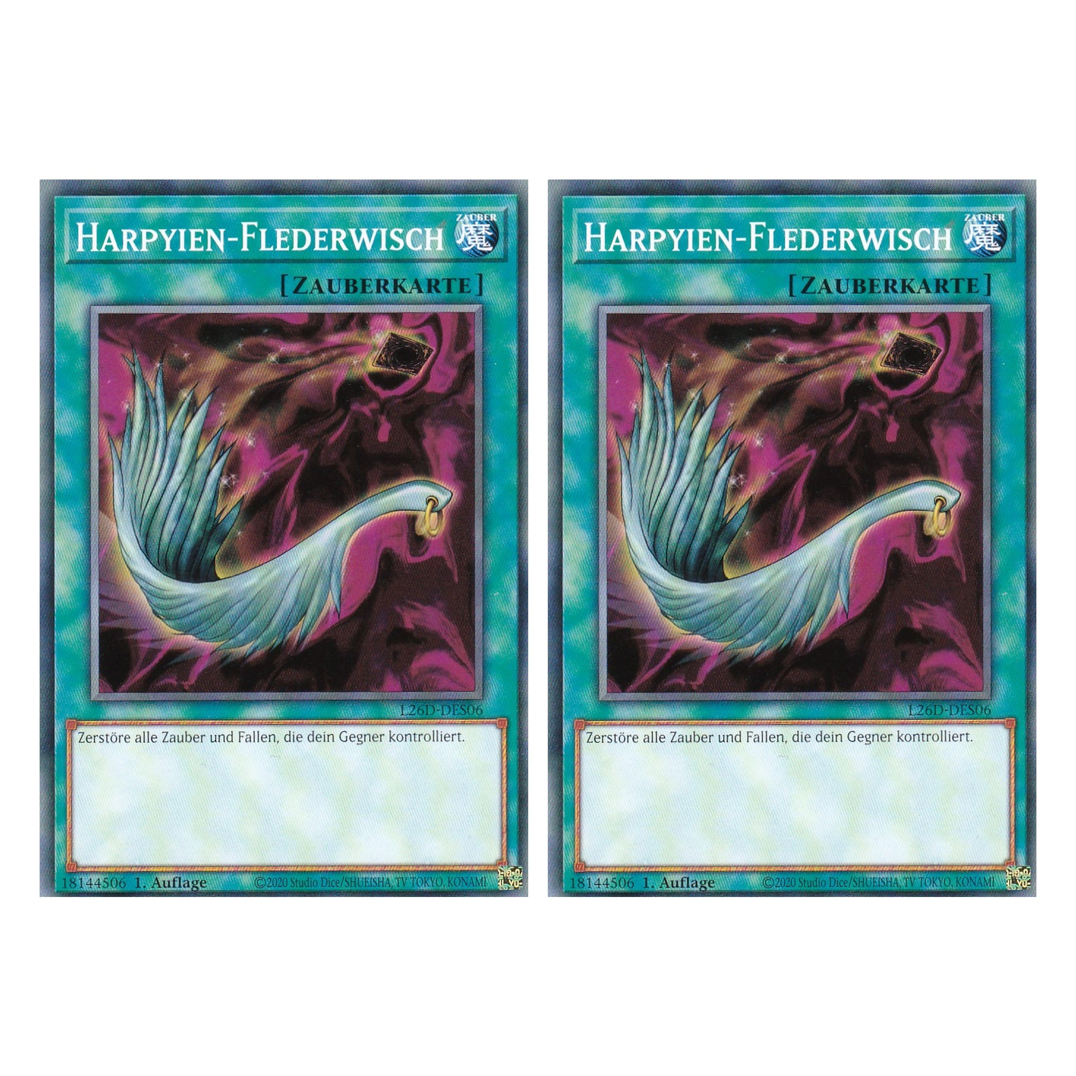 L26D-DES06 - Harpyien-Flederwisch - Common - Deutsch - 1. Auflage - Legendary Modern Decks 2026 - Duo Set (2 Stück) - Yu-Gi-Oh! - mit LMS Trading Fieldcenter Karte