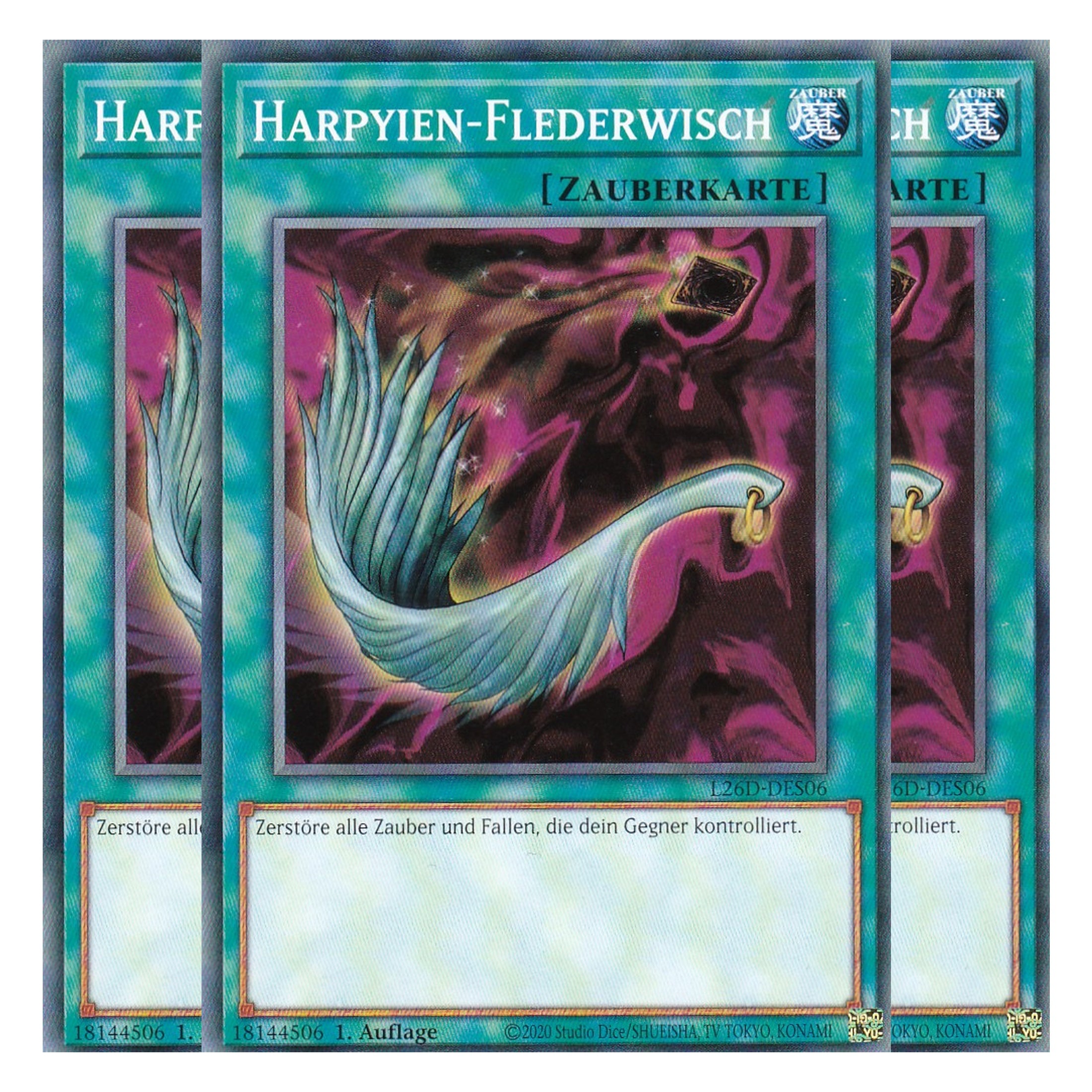 L26D-DES06 - Harpyien-Flederwisch - Common - Deutsch - 1. Auflage - Legendary Modern Decks 2026 - Playset (3 Kopien) - Yu-Gi-Oh! - mit LMS Trading Fieldcenter Karte