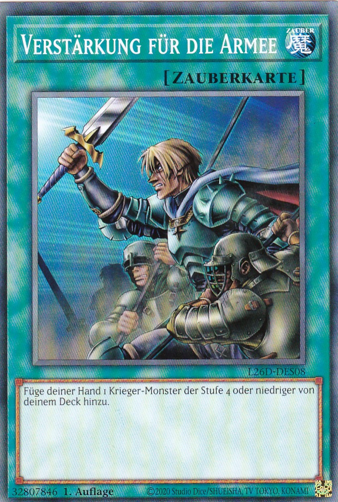 L26D-DES08 - Verstärkung für die Armee - Common - Deutsch - Legendary Modern Decks 2026 - Yu-Gi-Oh! - mit LMS Trading Fieldcenter Karte