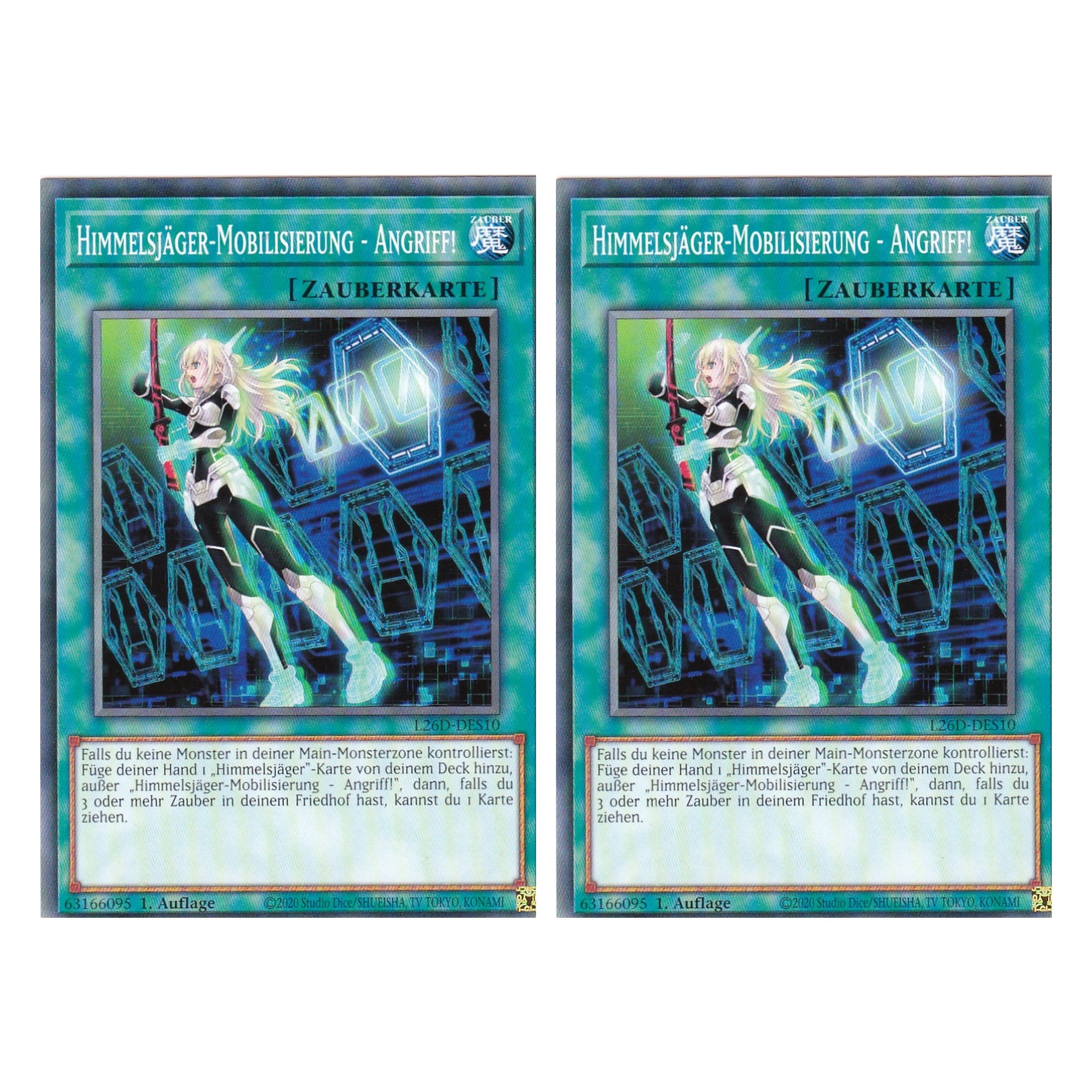 L26D-DES10 - Himmelsjäger-Mobilisierung - Angriff! - Common - Deutsch - 1. Auflage - Legendary Modern Decks 2026 - Duo Set (2 Stück) - Yu-Gi-Oh! - mit LMS Trading Fieldcenter Karte